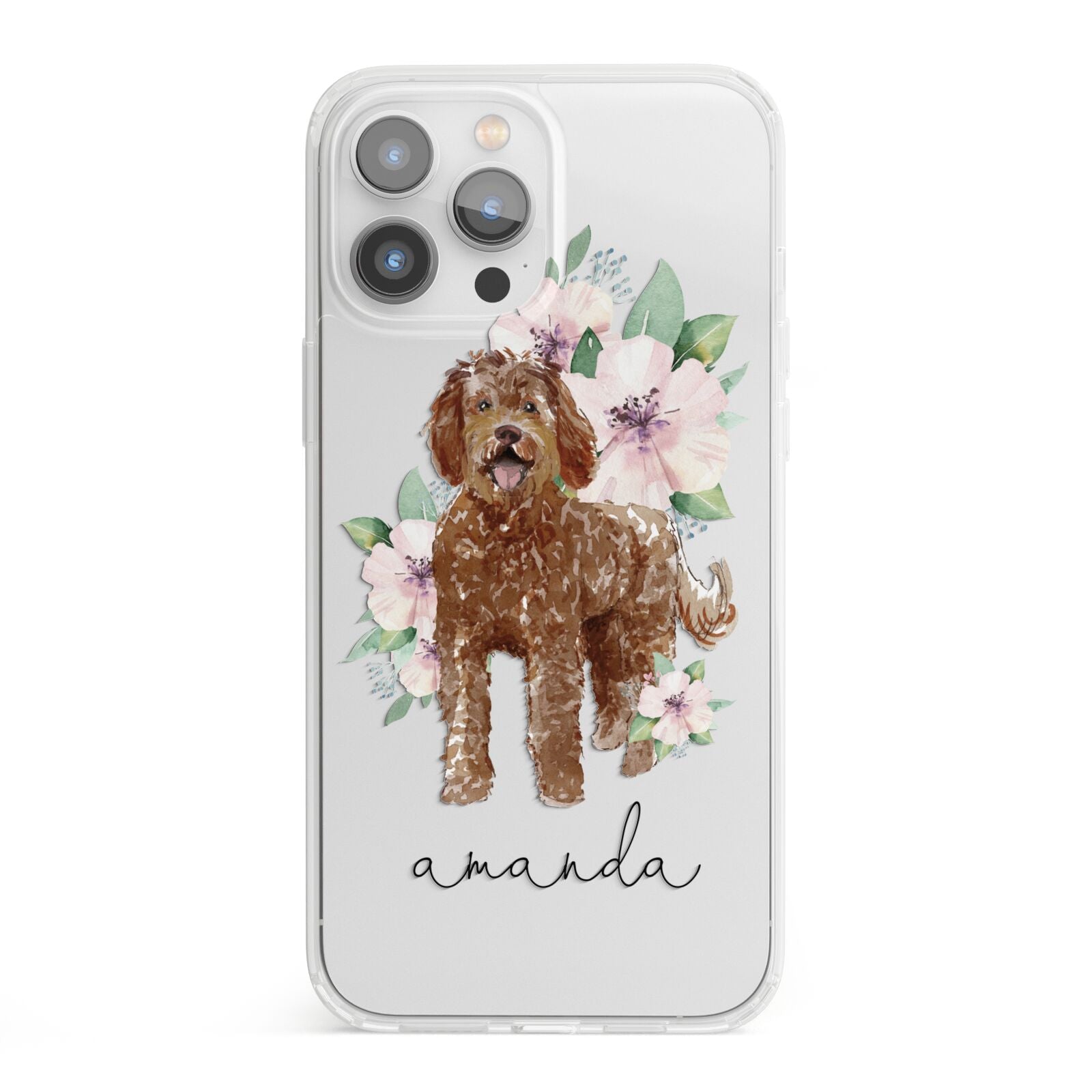 Personalised Labradoodle iPhone 13 Pro Max Clear Bumper Case