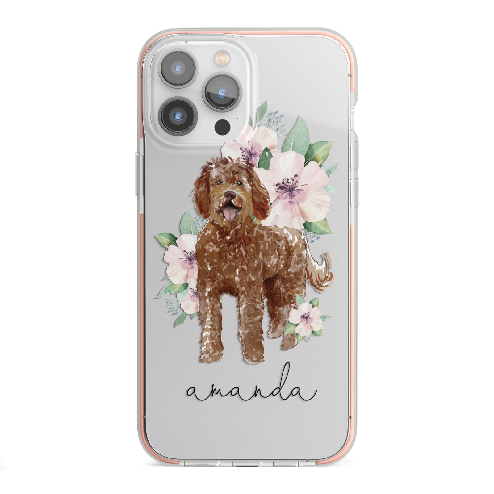 Personalised Labradoodle iPhone 13 Pro Max TPU Impact Case with Pink Edges