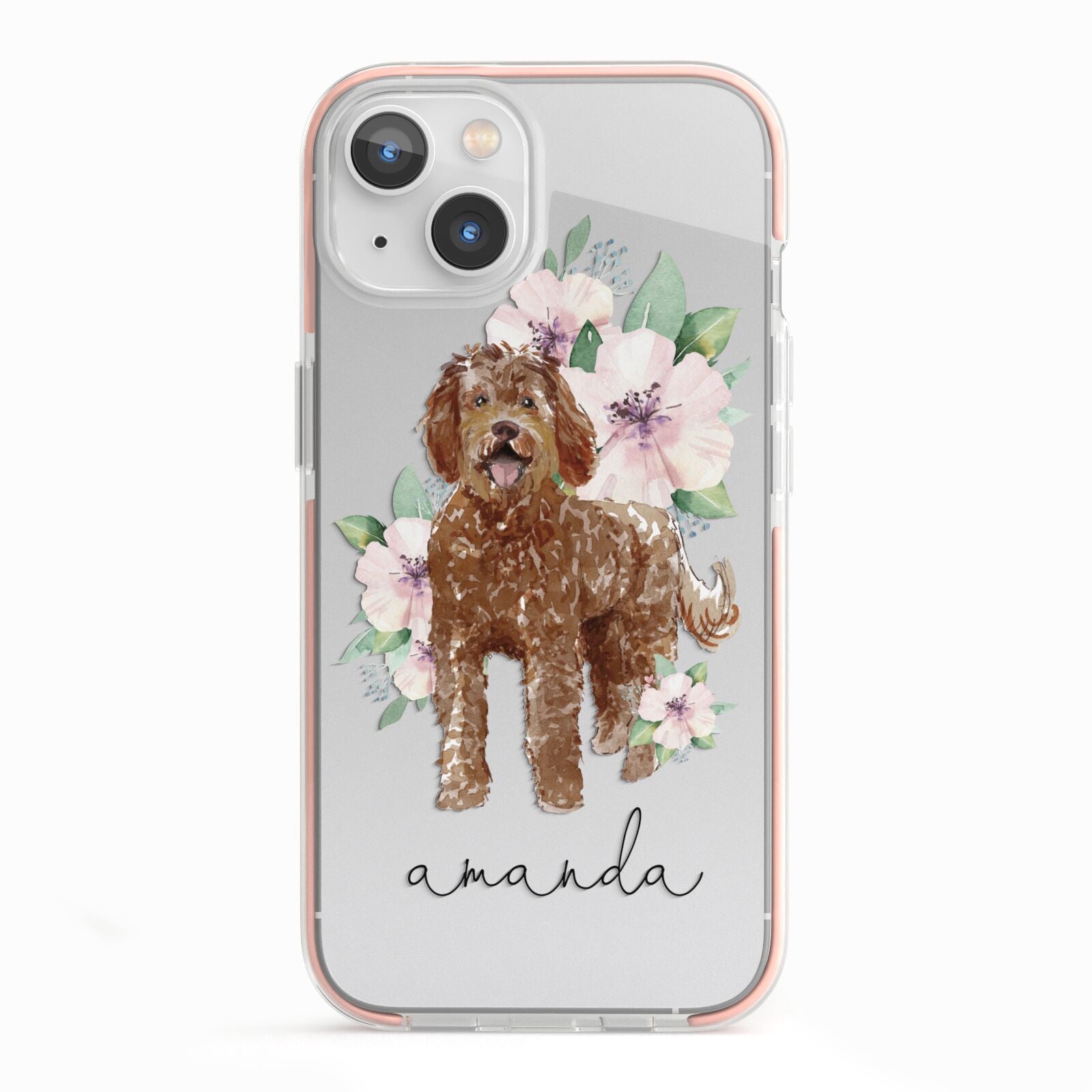 Personalised Labradoodle iPhone 13 TPU Impact Case with Pink Edges