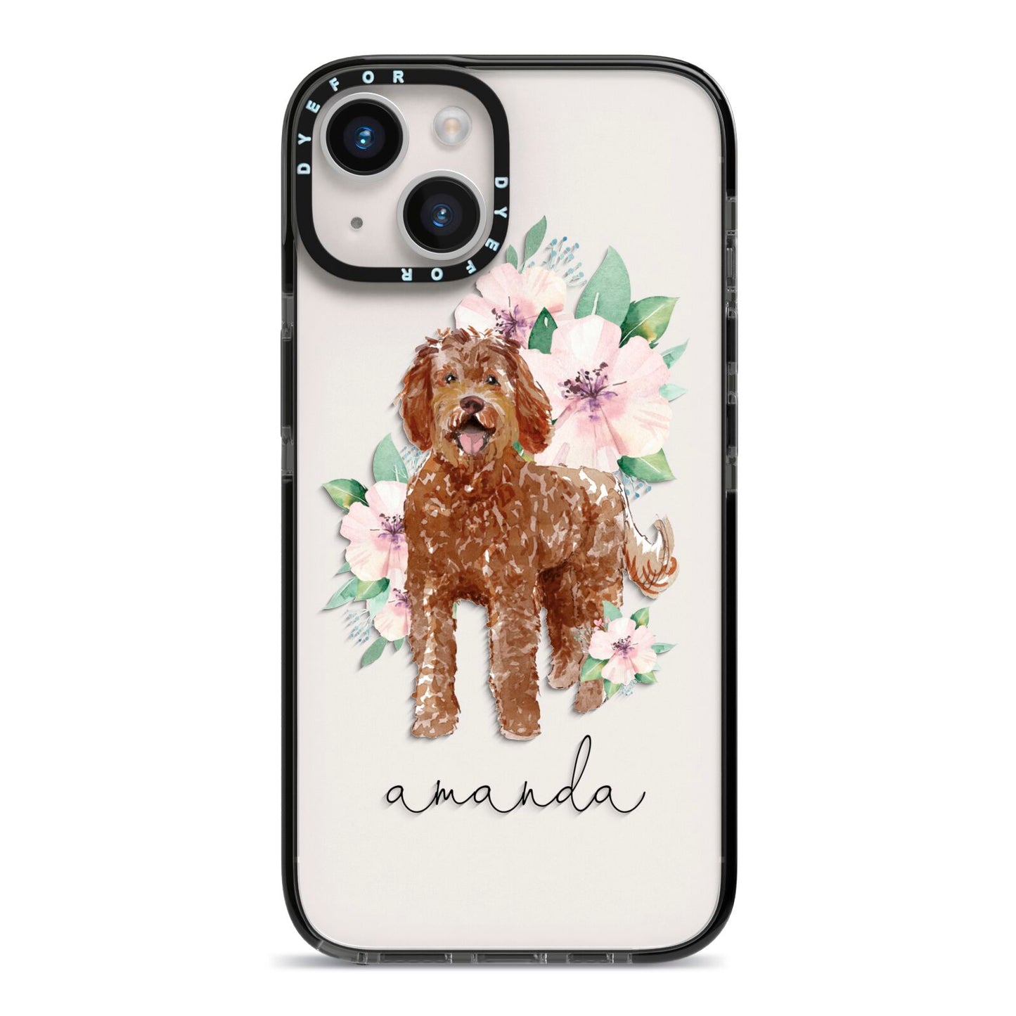 Personalised Labradoodle iPhone 14 Black Impact Case on Silver phone