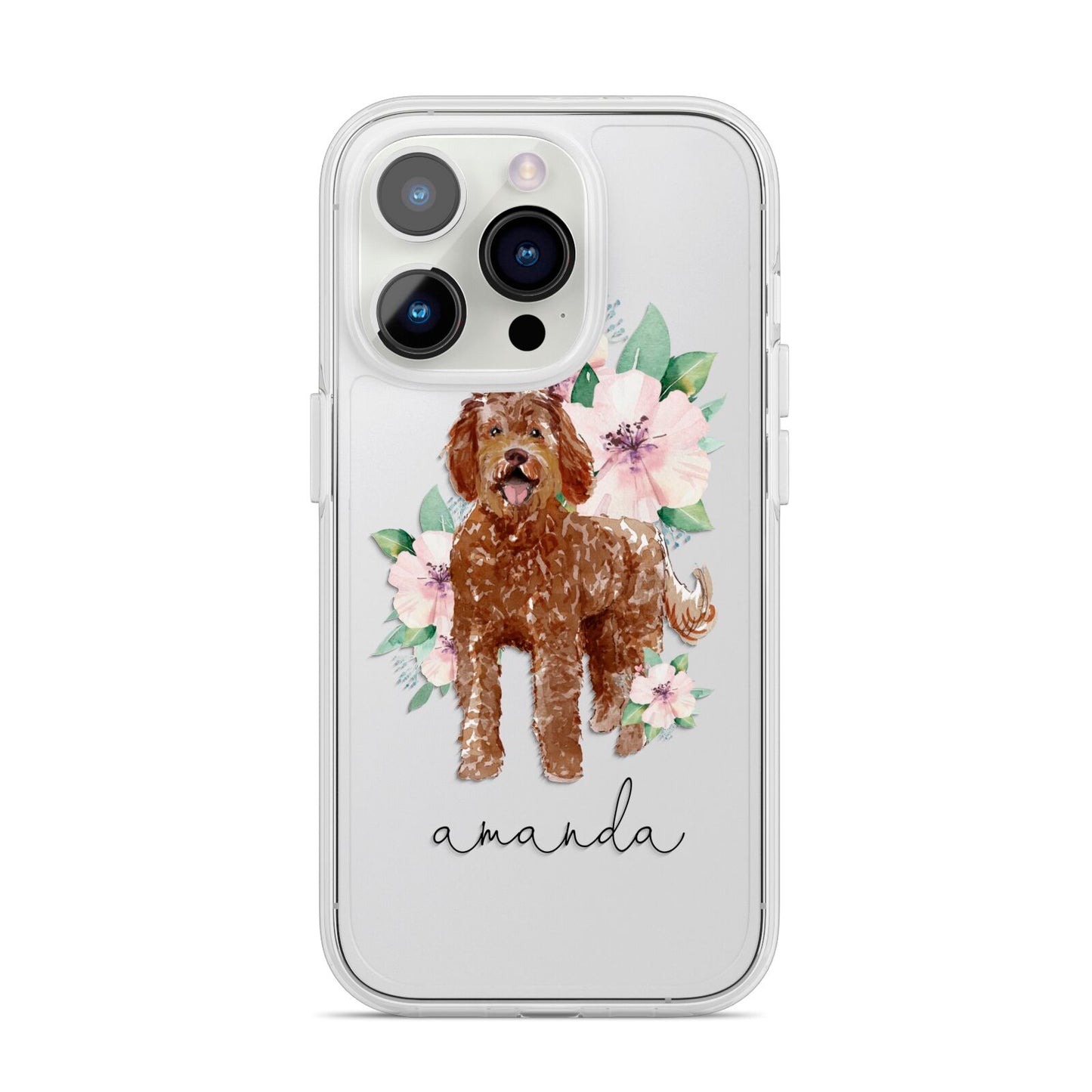 Personalised Labradoodle iPhone 14 Pro Clear Tough Case Silver