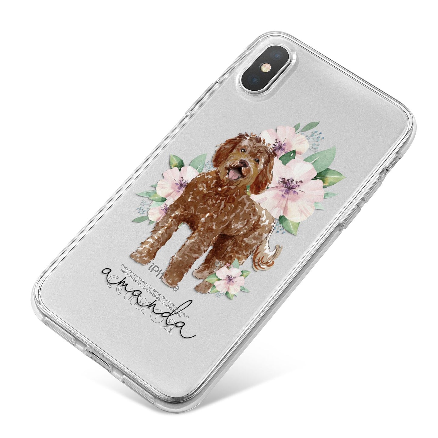 Personalised Labradoodle iPhone X Bumper Case on Silver iPhone