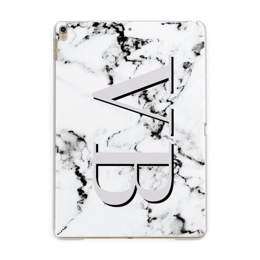 Personalised Landscape Initials With Marble Apple iPad Gold Case