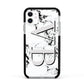Personalised Landscape Initials With Marble Apple iPhone 11 in White with Black Impact Case