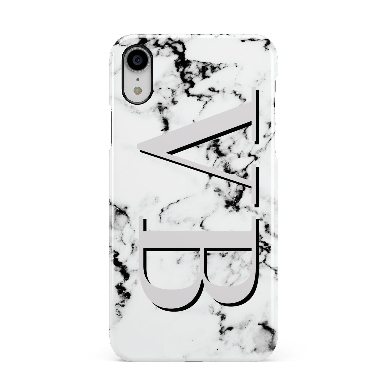 Personalised Landscape Initials With Marble Apple iPhone XR White 3D Snap Case