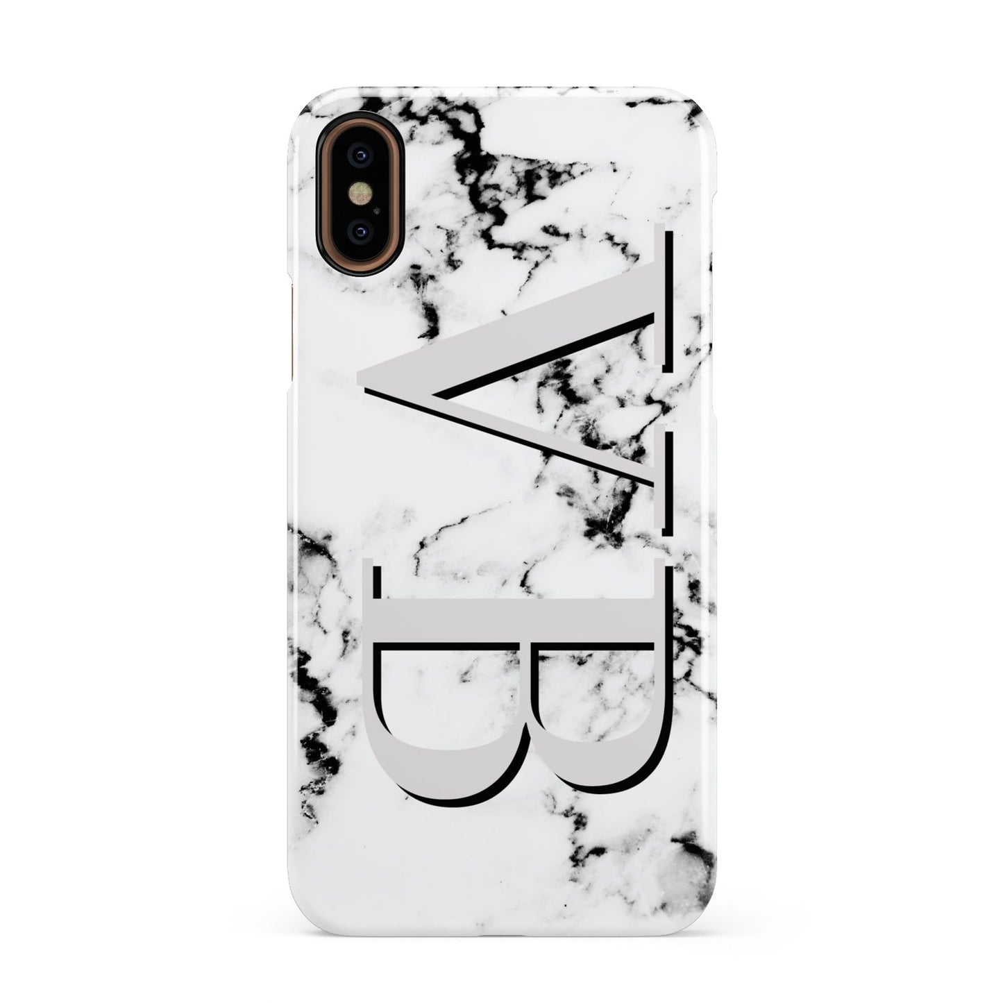 Personalised Landscape Initials With Marble Apple iPhone XS 3D Snap Case