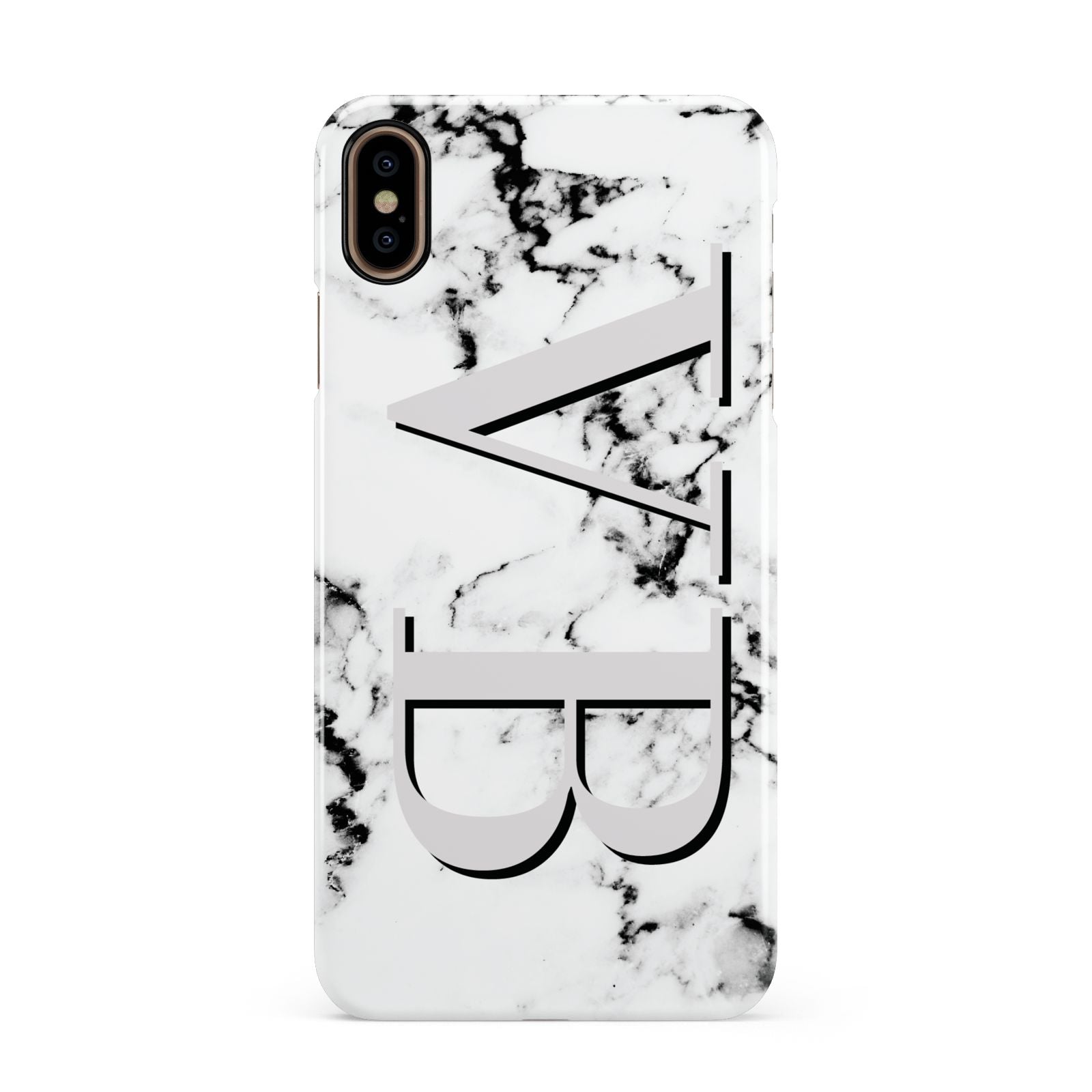 Personalised Landscape Initials With Marble Apple iPhone Xs Max 3D Snap Case