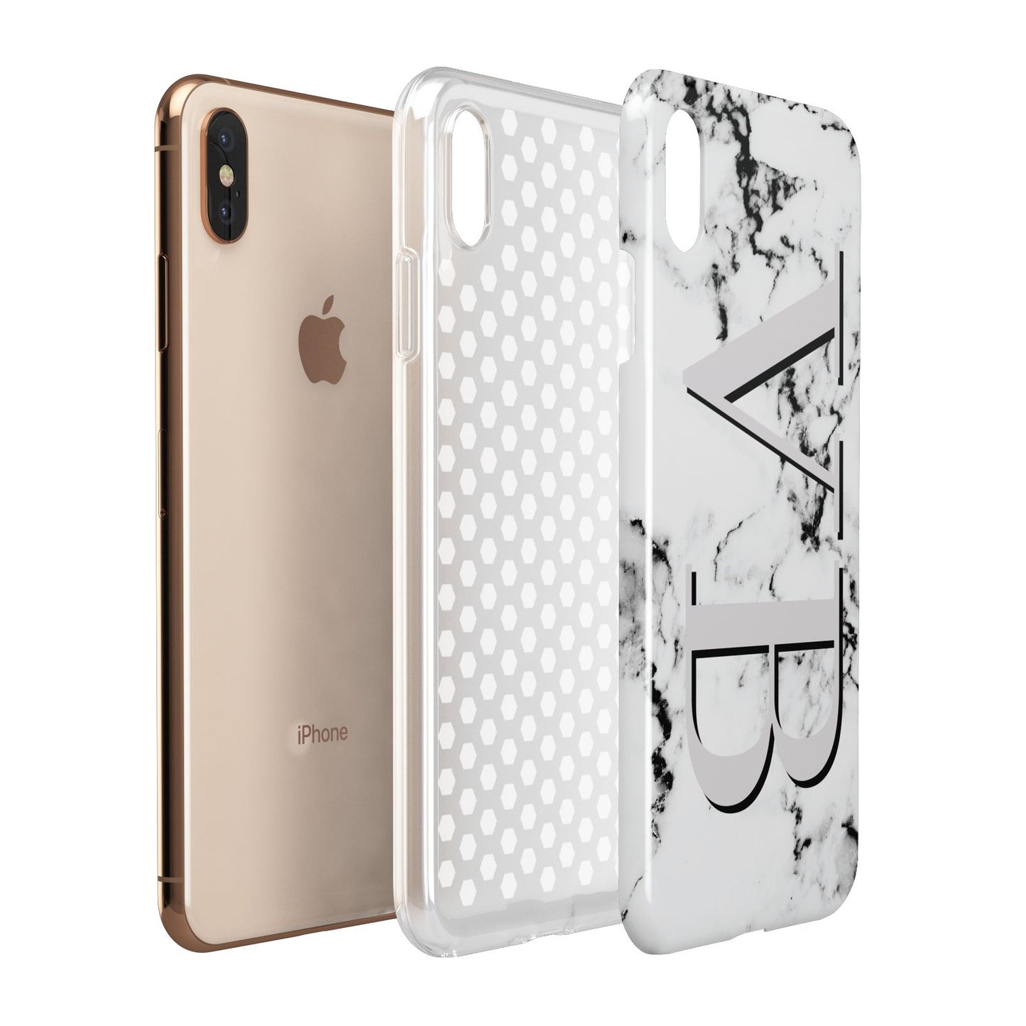Personalised Landscape Initials With Marble Apple iPhone Xs Max 3D Tough Case Expanded View