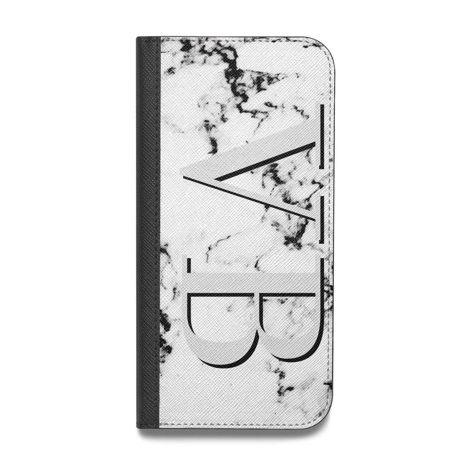 Personalised Landscape Initials With Marble Vegan Leather Flip Samsung Case