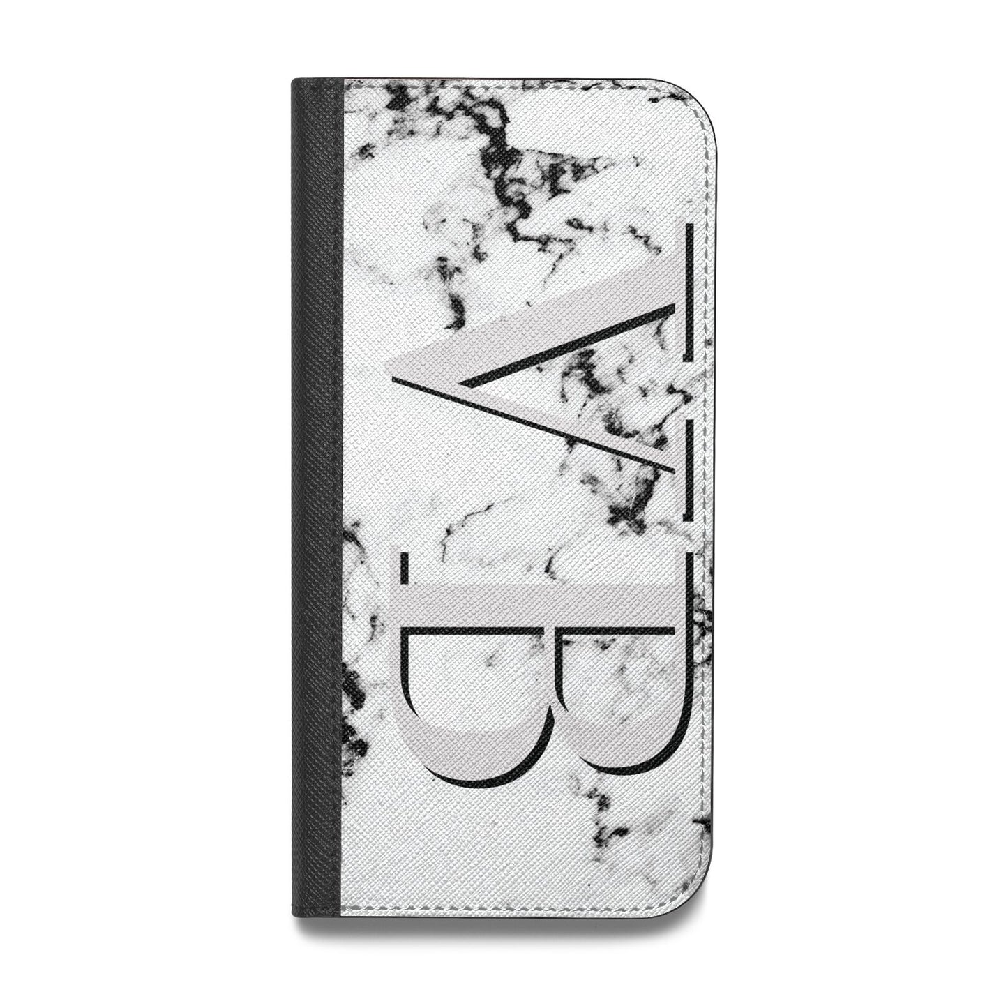 Personalised Landscape Initials With Marble Vegan Leather Flip iPhone Case