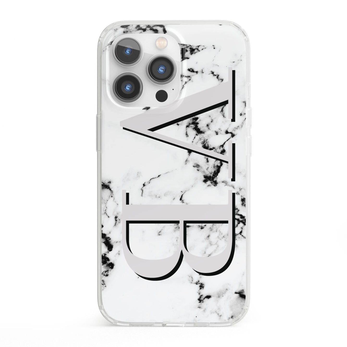 Personalised Landscape Initials With Marble iPhone 13 Pro Clear Bumper Case