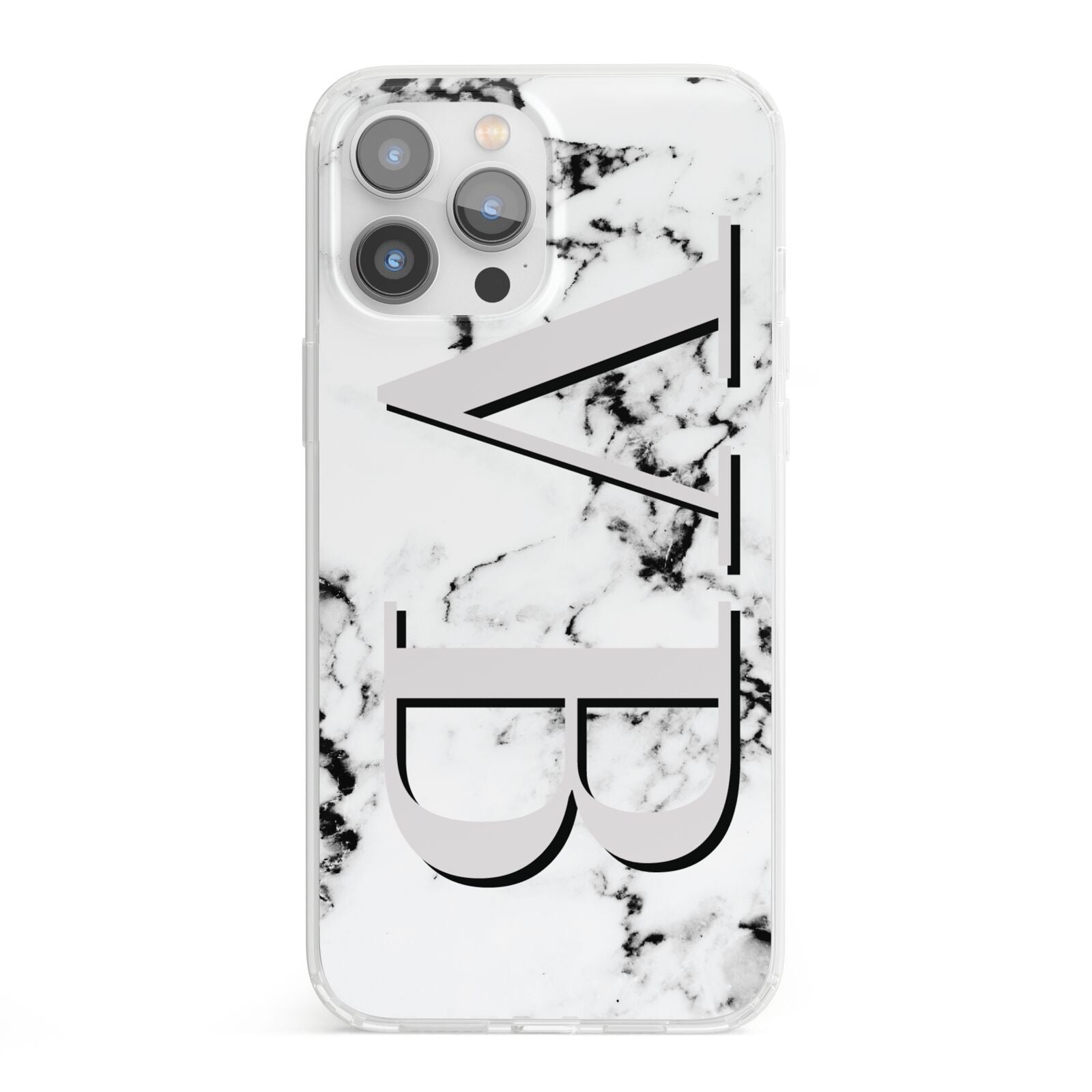 Personalised Landscape Initials With Marble iPhone 13 Pro Max Clear Bumper Case