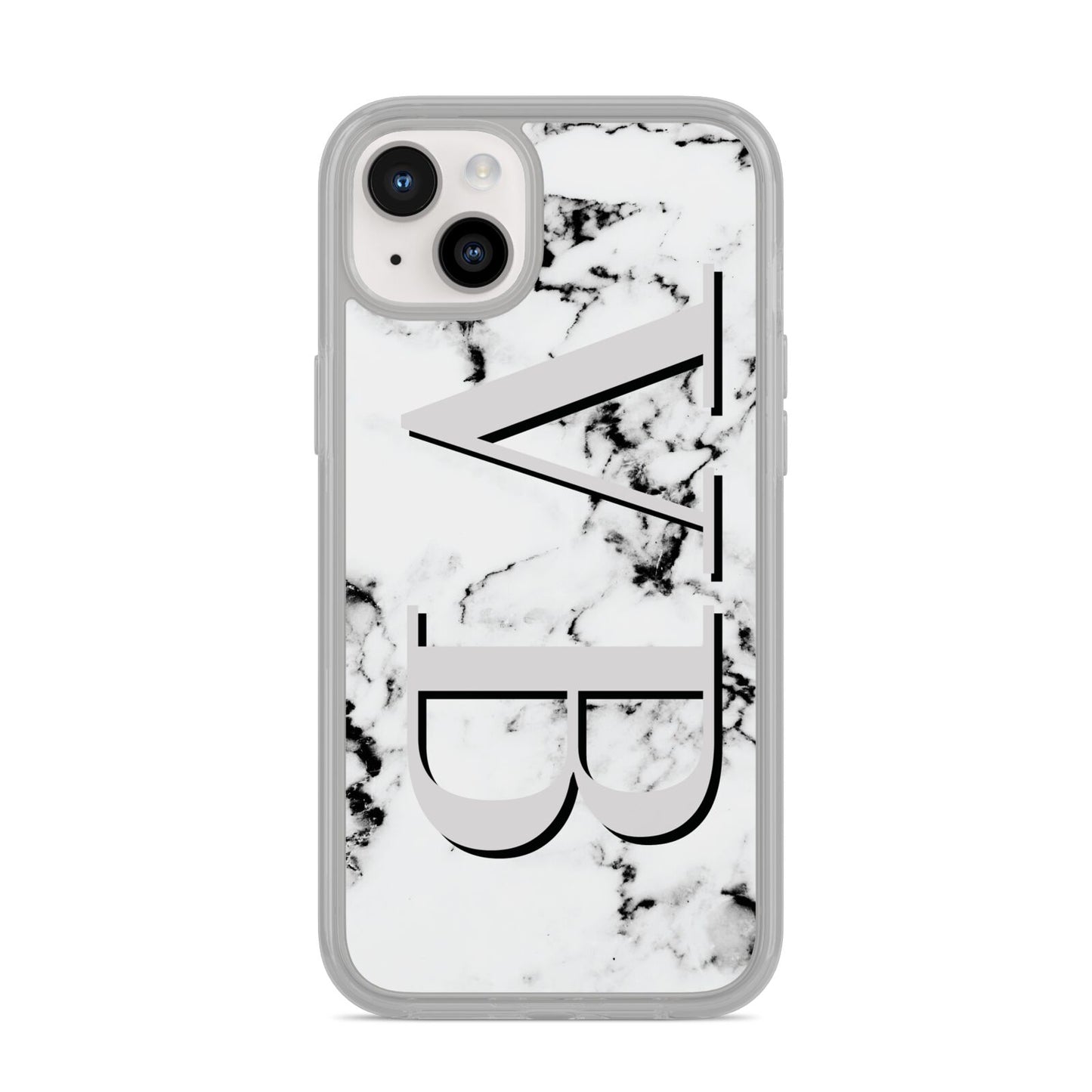 Personalised Landscape Initials With Marble iPhone 14 Plus Clear Tough Case Starlight