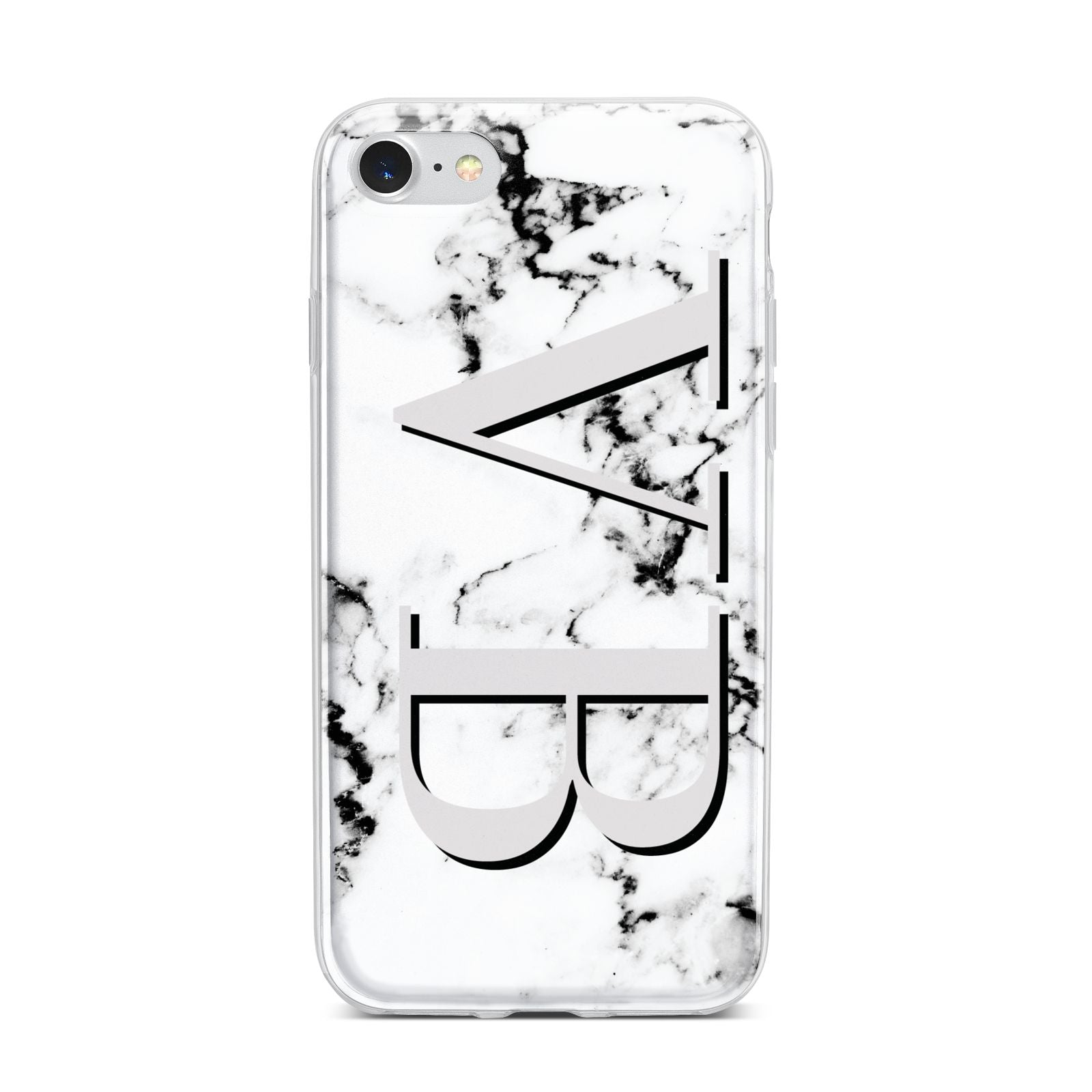Personalised Landscape Initials With Marble iPhone 7 Bumper Case on Silver iPhone