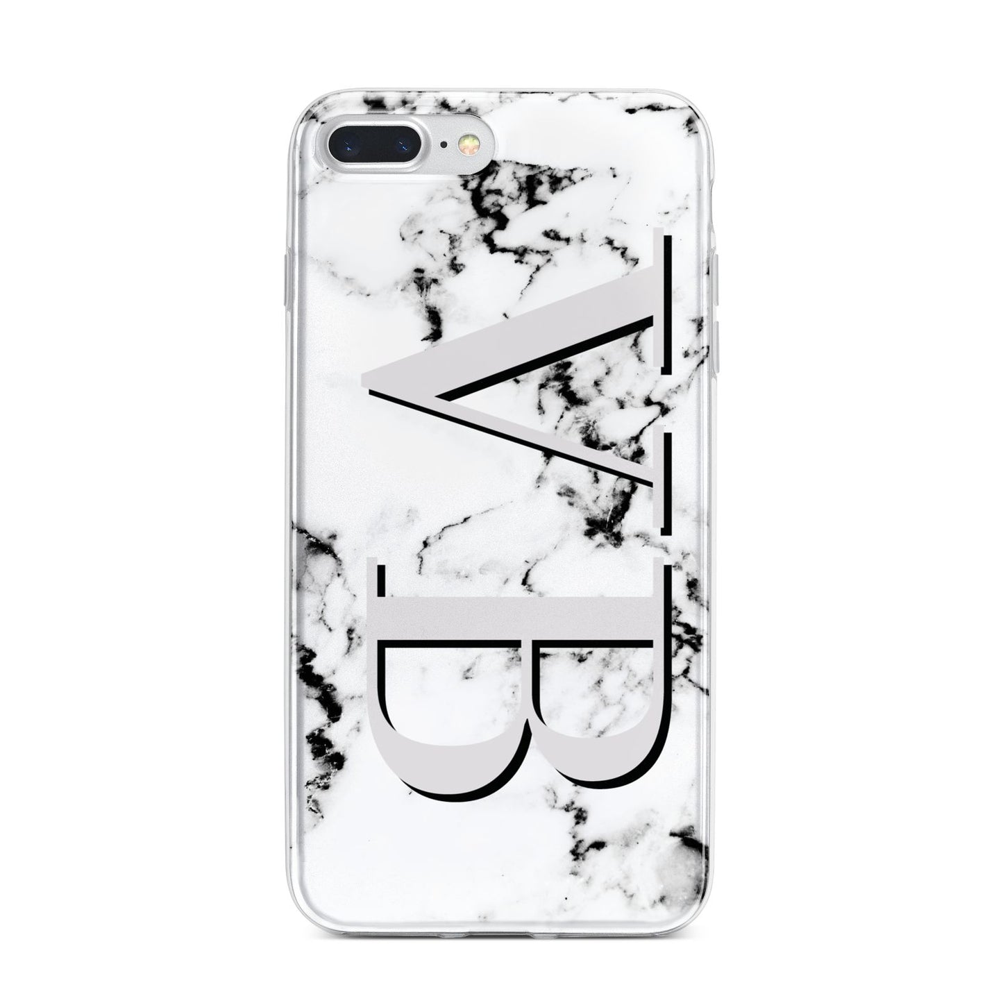 Personalised Landscape Initials With Marble iPhone 7 Plus Bumper Case on Silver iPhone