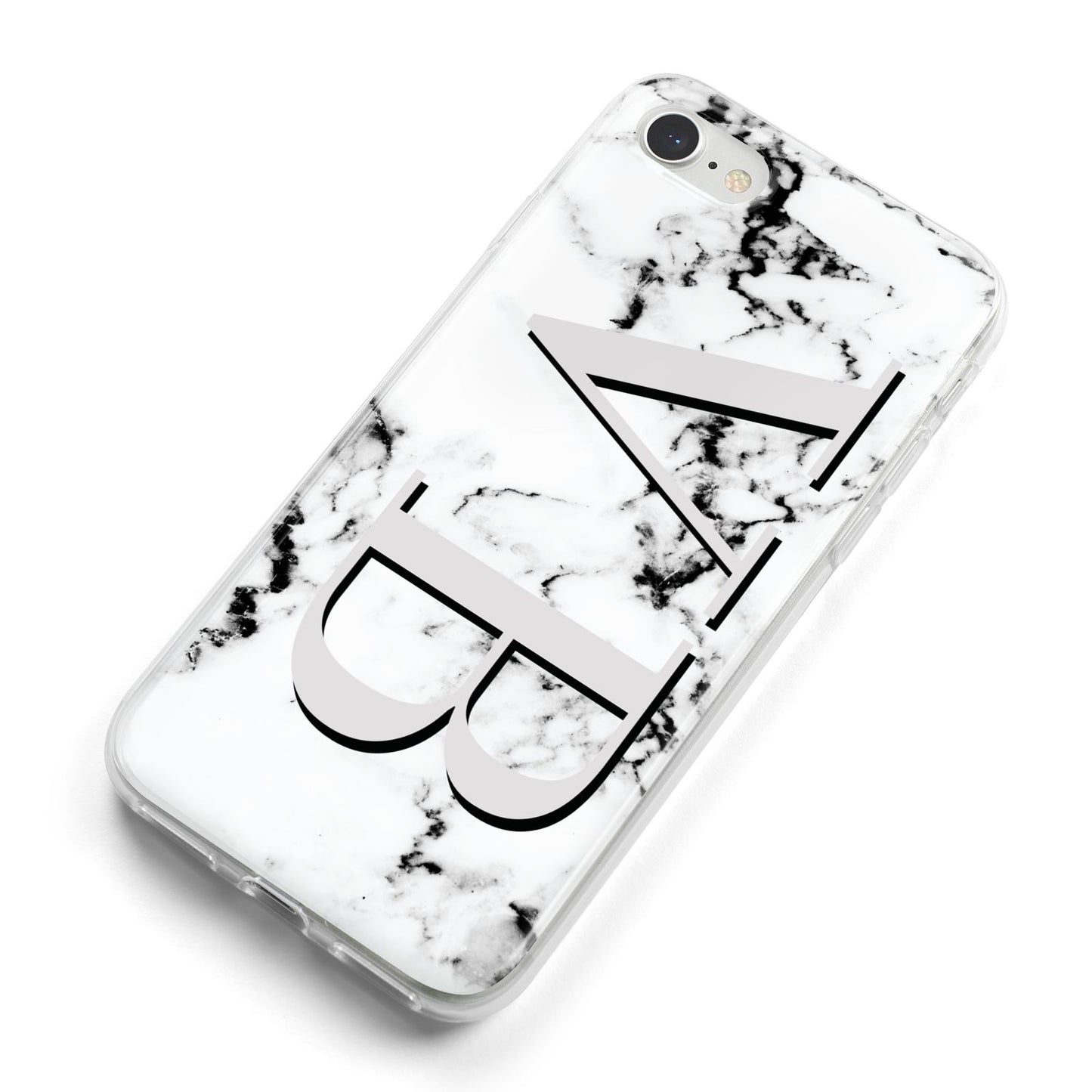 Personalised Landscape Initials With Marble iPhone 8 Bumper Case on Silver iPhone Alternative Image