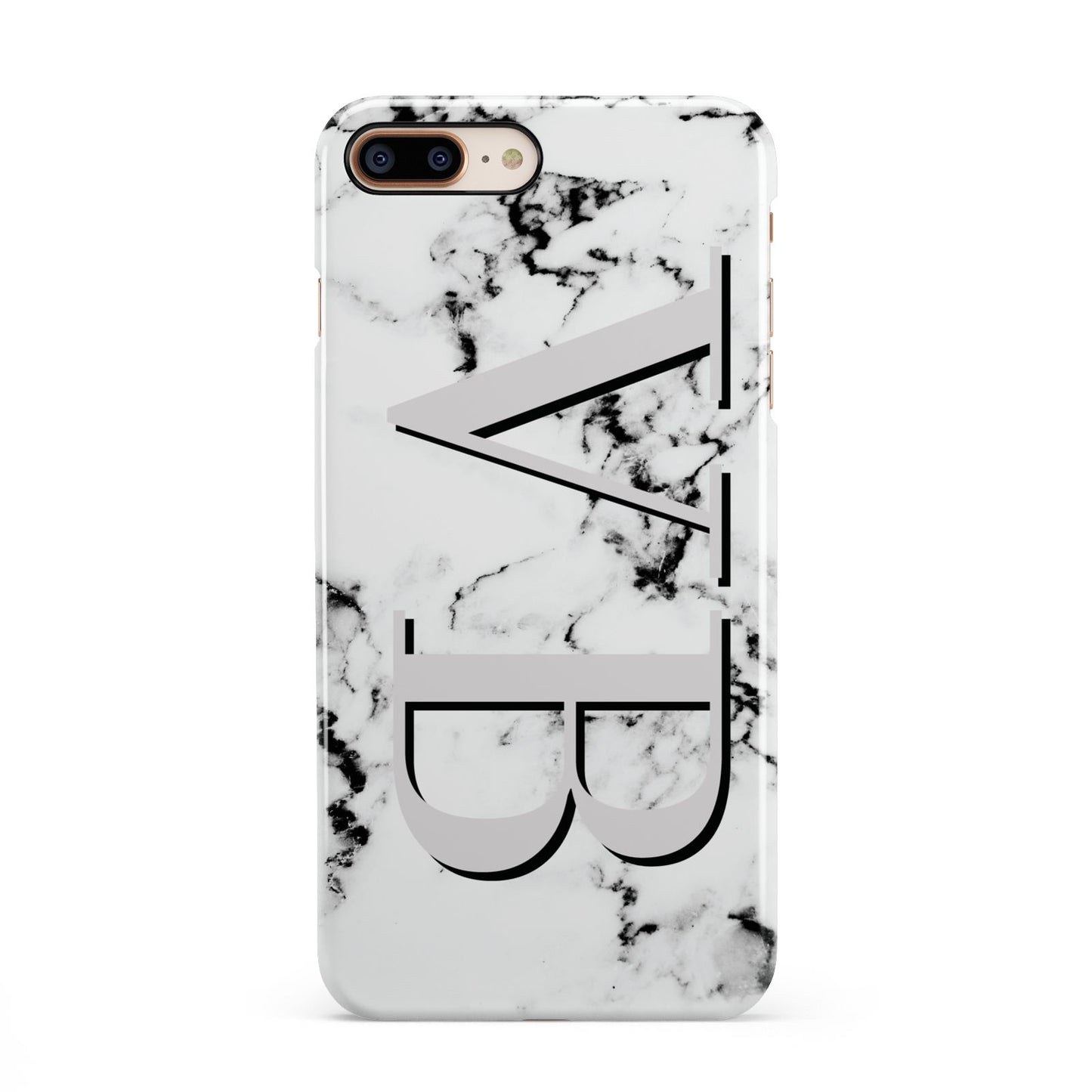 Personalised Landscape Initials With Marble iPhone 8 Plus 3D Snap Case on Gold Phone