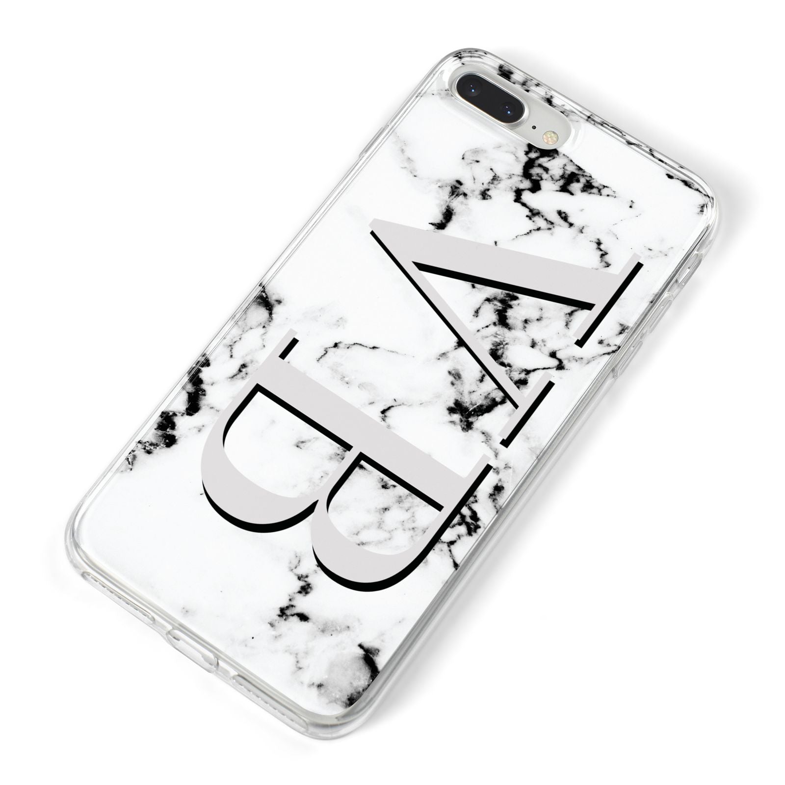 Personalised Landscape Initials With Marble iPhone 8 Plus Bumper Case on Silver iPhone Alternative Image