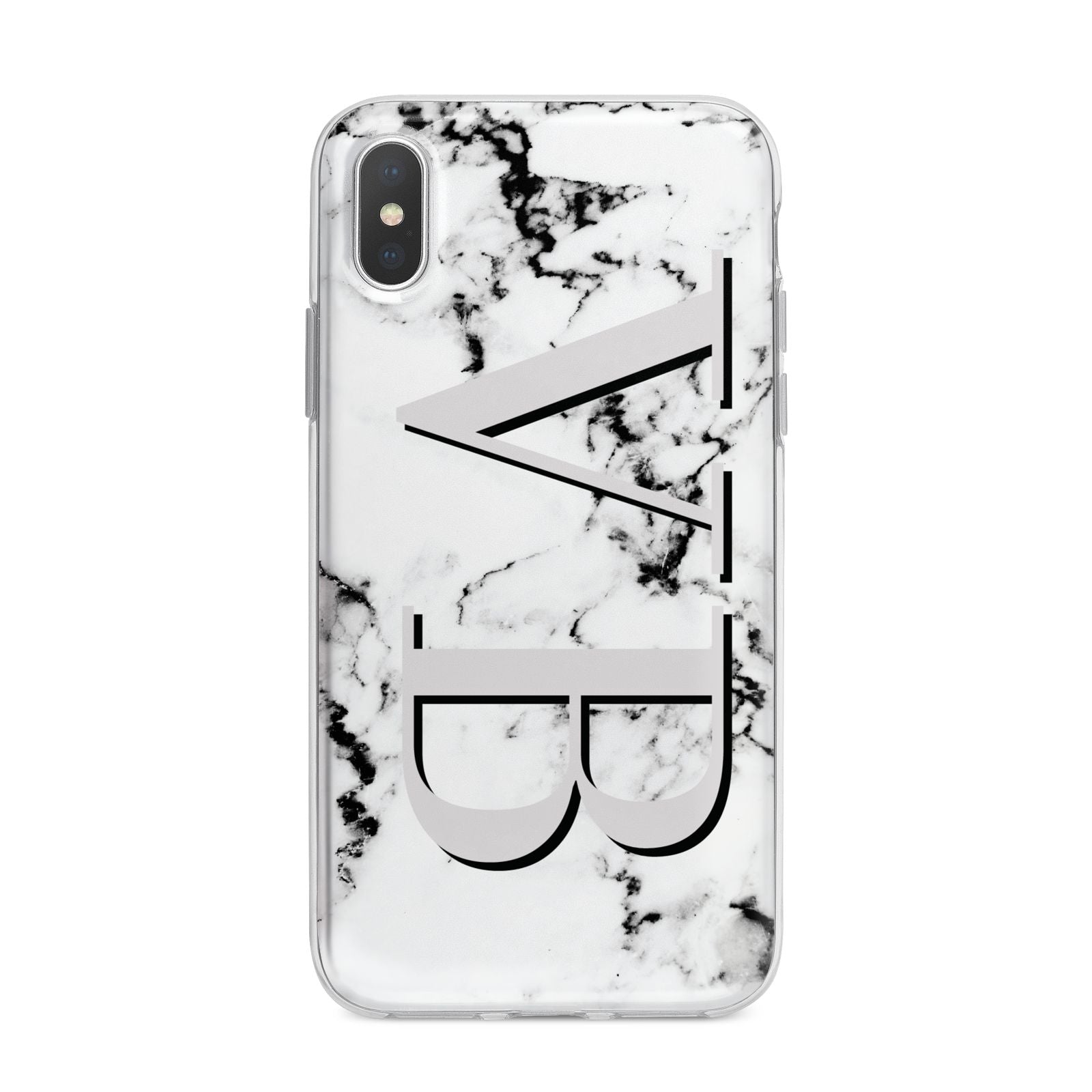 Personalised Landscape Initials With Marble iPhone X Bumper Case on Silver iPhone Alternative Image 1
