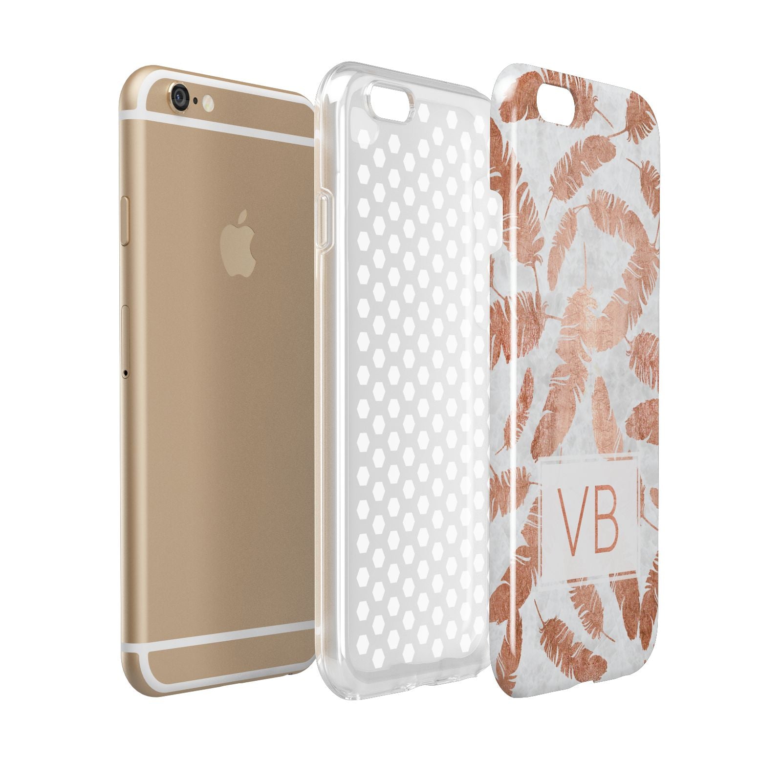Personalised Leaf Marble Initials Apple iPhone 6 3D Tough Case Expanded view