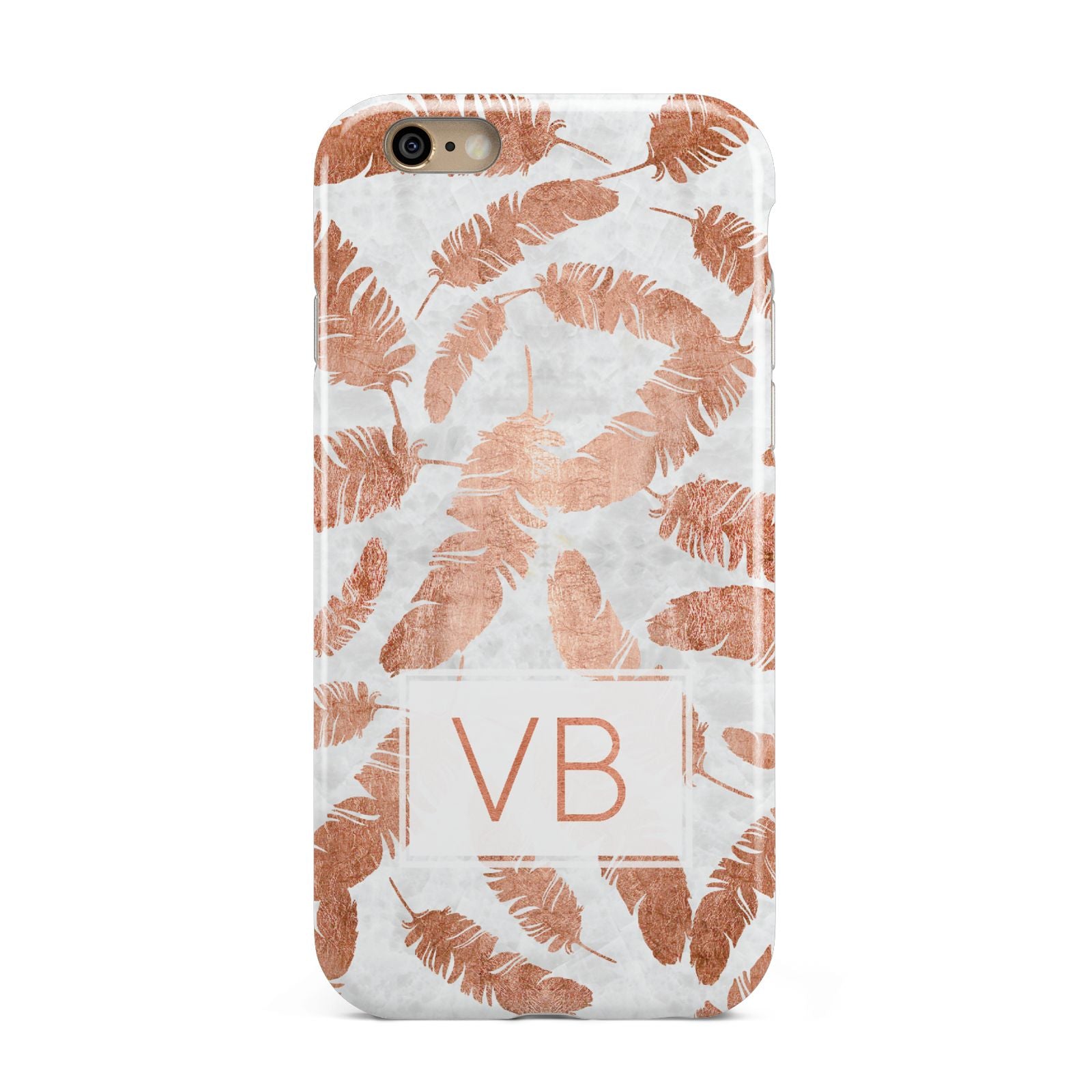 Personalised Leaf Marble Initials Apple iPhone 6 3D Tough Case