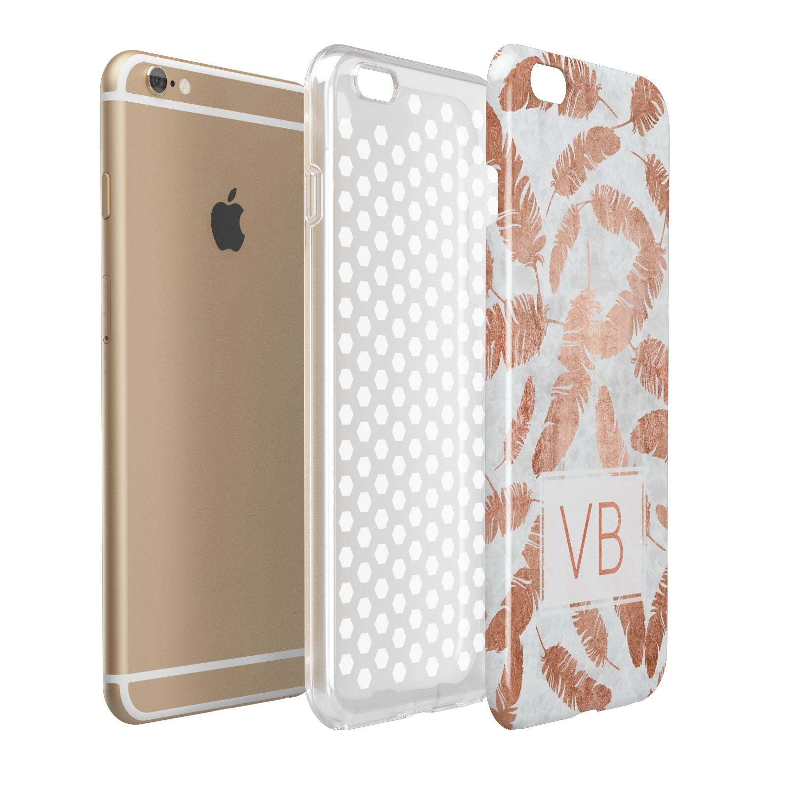 Personalised Leaf Marble Initials Apple iPhone 6 Plus 3D Tough Case Expand Detail Image