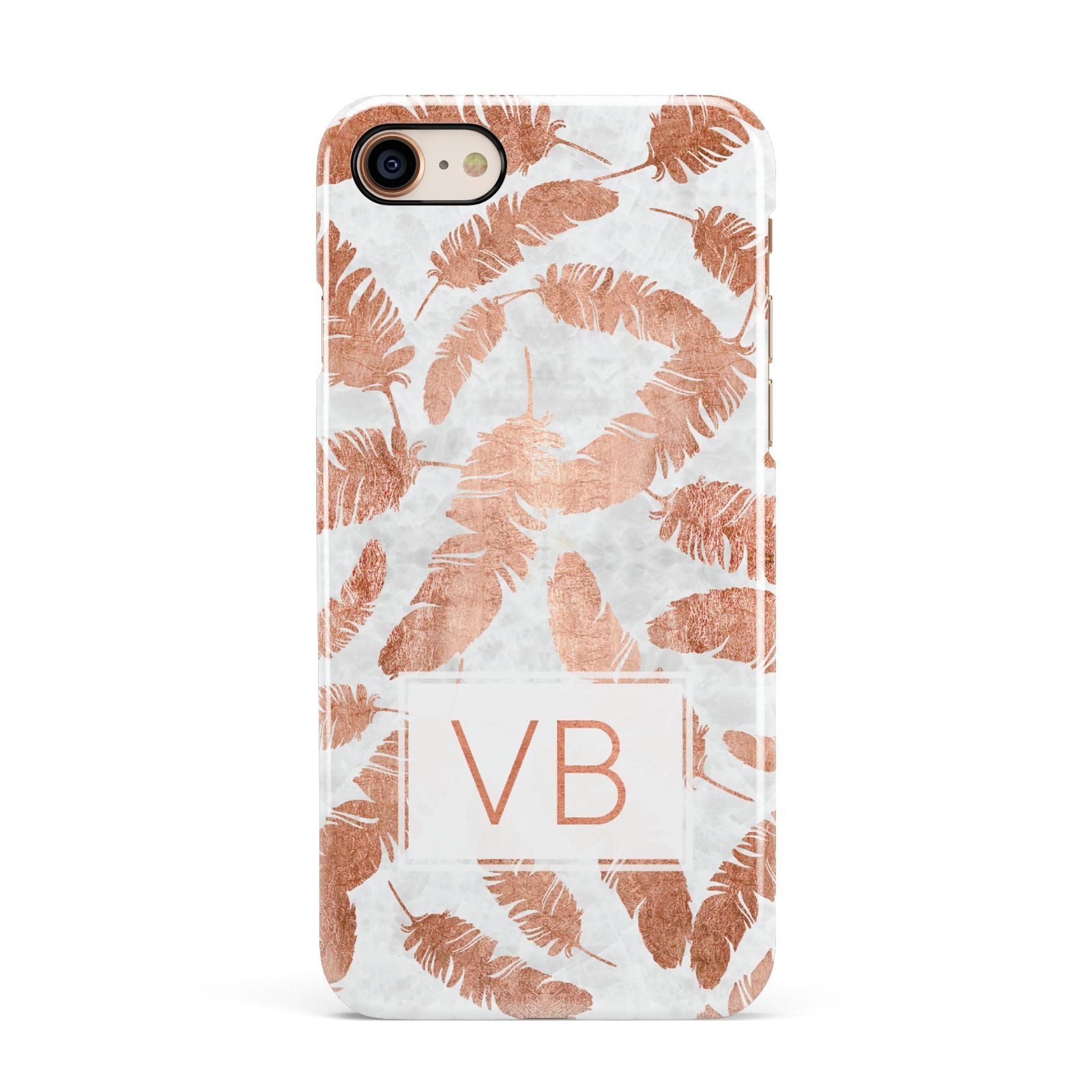 Personalised Leaf Marble Initials Apple iPhone 7 8 3D Snap Case