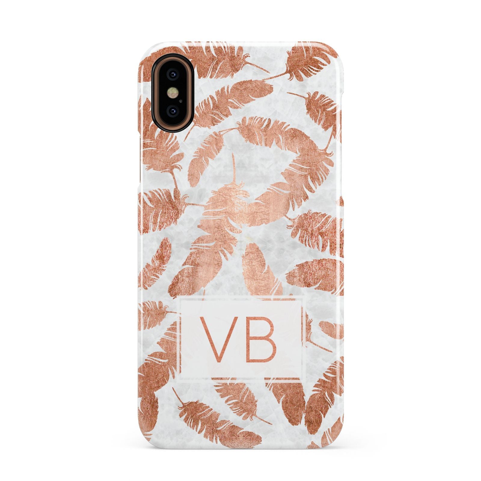 Personalised Leaf Marble Initials Apple iPhone XS 3D Snap Case