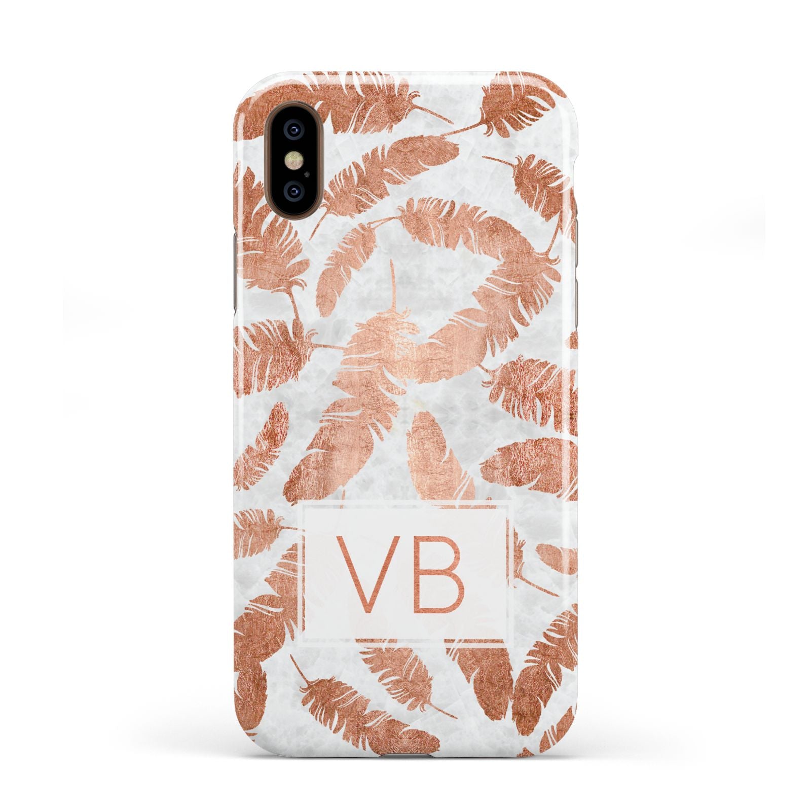 Personalised Leaf Marble Initials Apple iPhone XS 3D Tough