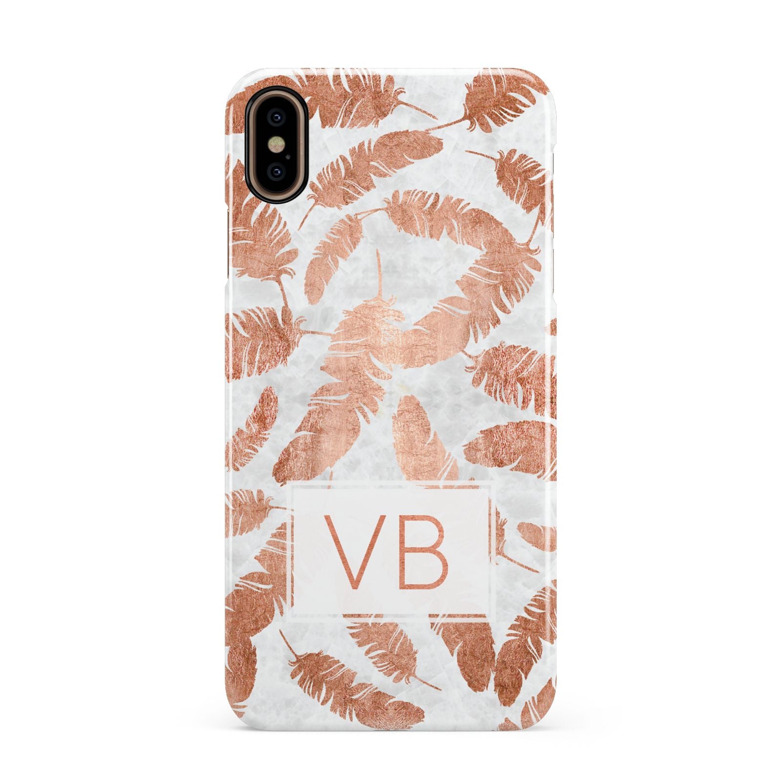 Personalised Leaf Marble Initials Apple iPhone Xs Max 3D Snap Case
