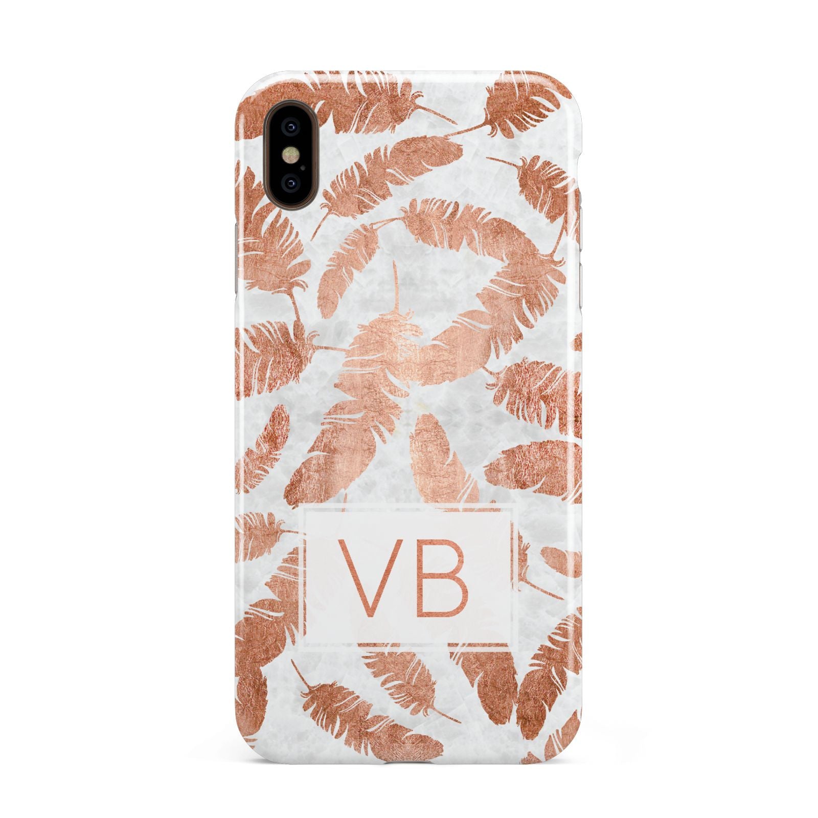 Personalised Leaf Marble Initials Apple iPhone Xs Max 3D Tough Case