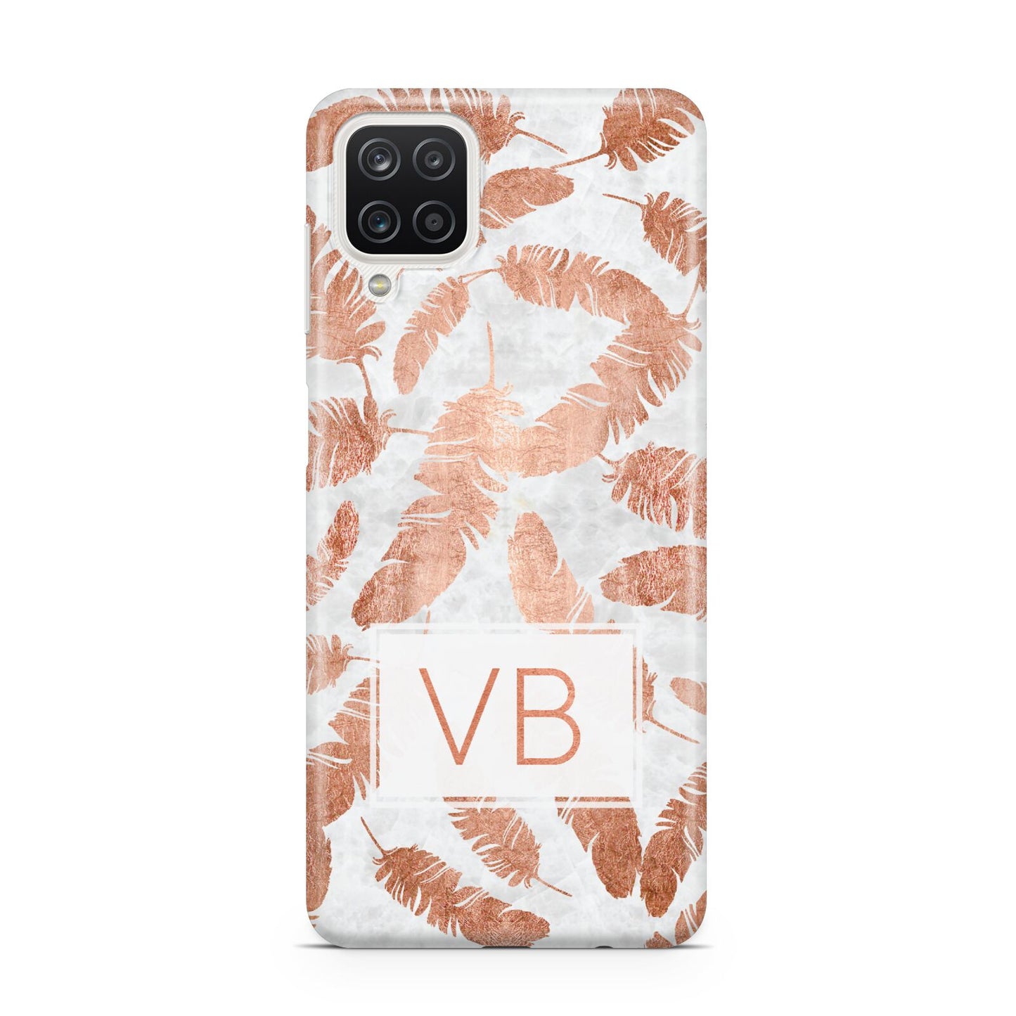 Personalised Leaf Marble Initials Samsung A12 Case