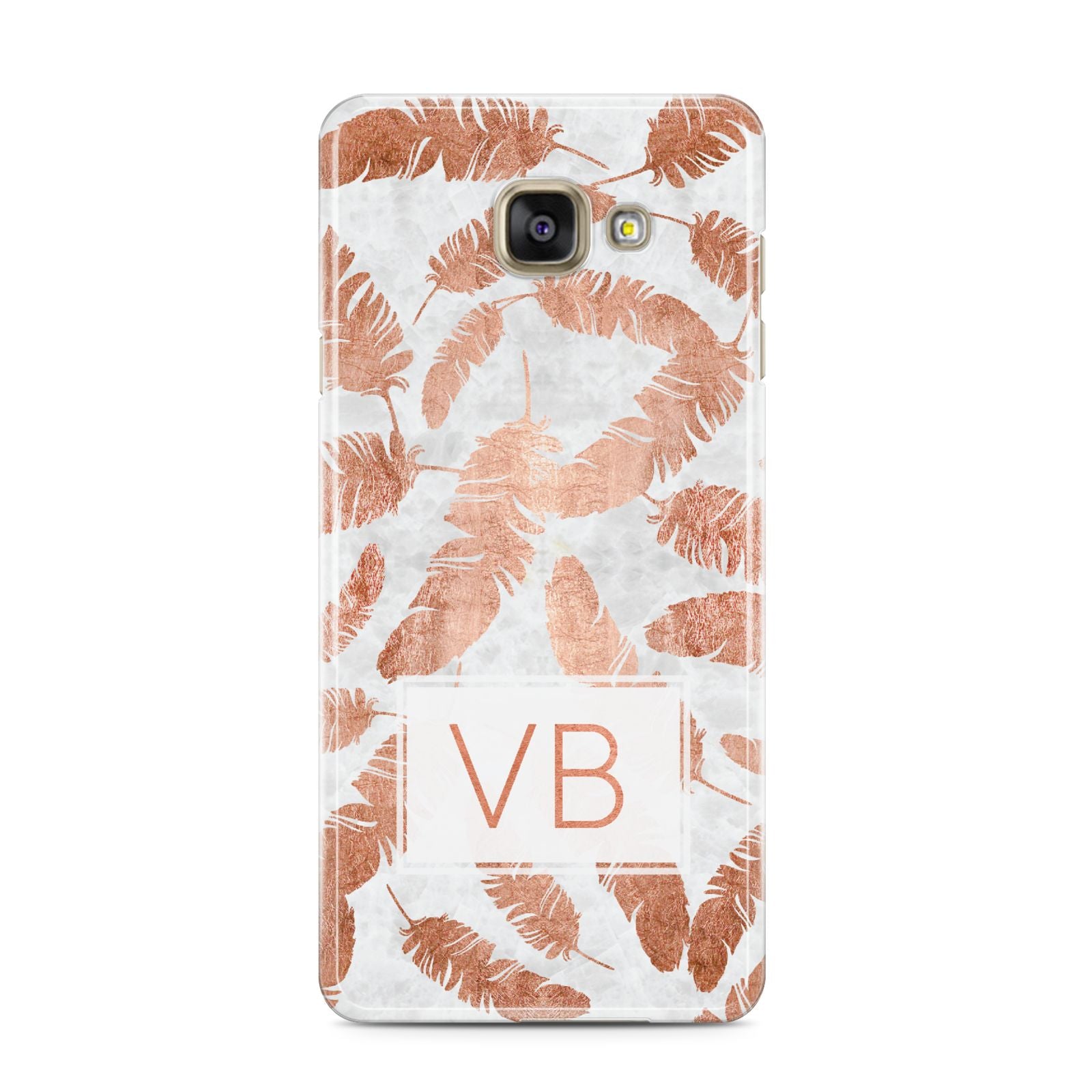 Personalised Leaf Marble Initials Samsung Galaxy A3 2016 Case on gold phone