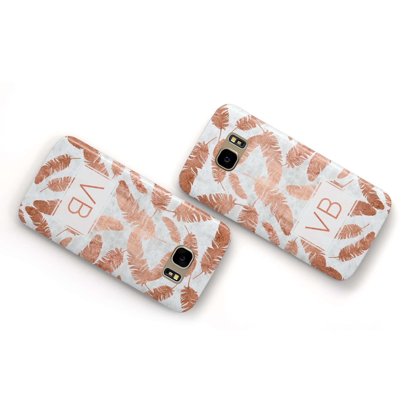 Personalised Leaf Marble Initials Samsung Galaxy Case Flat Overview