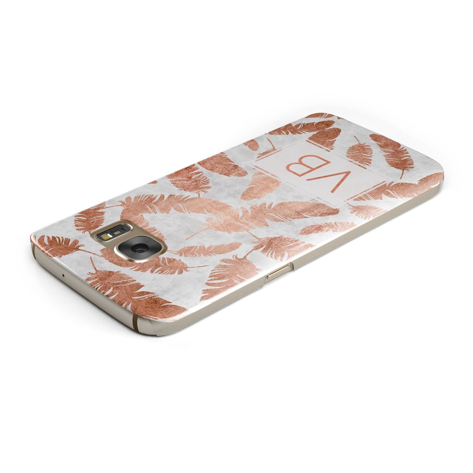 Personalised Leaf Marble Initials Samsung Galaxy Case Top Cutout