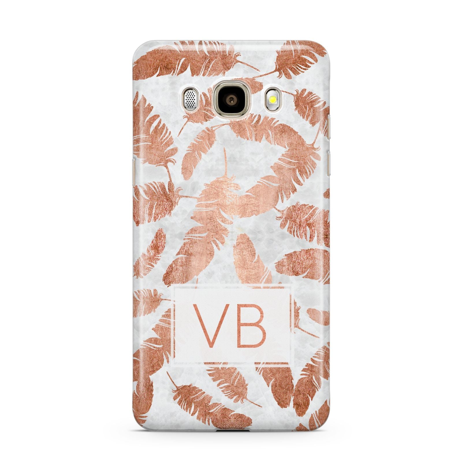 Personalised Leaf Marble Initials Samsung Galaxy J7 2016 Case on gold phone