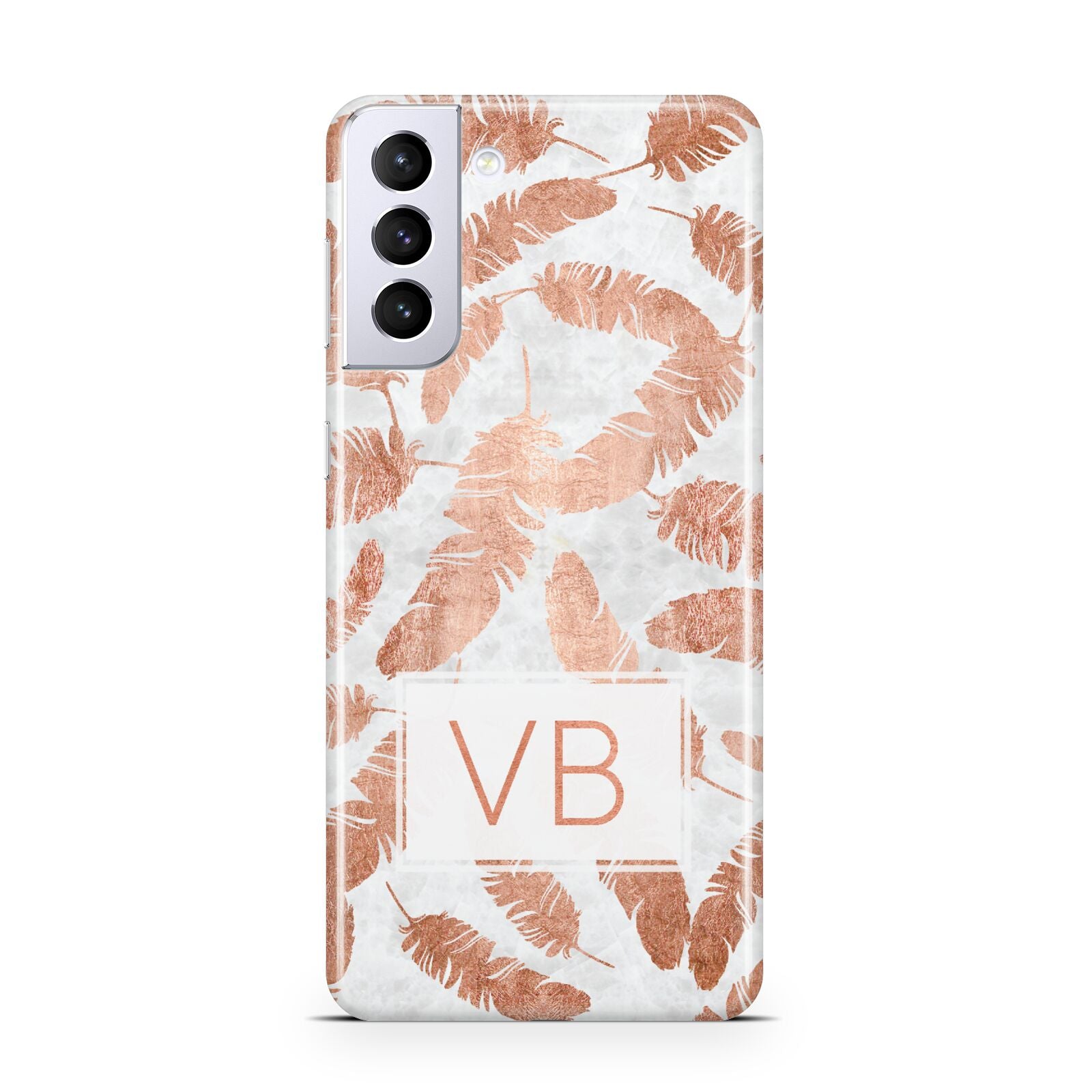 Personalised Leaf Marble Initials Samsung S21 Plus Case