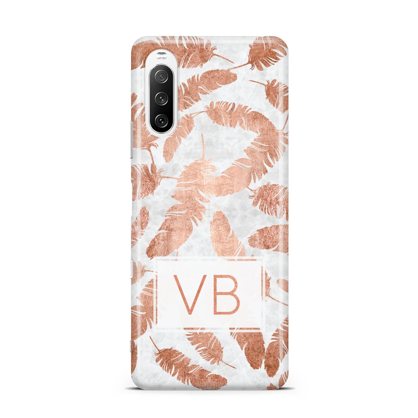 Personalised Leaf Marble Initials Sony Xperia 10 III Case