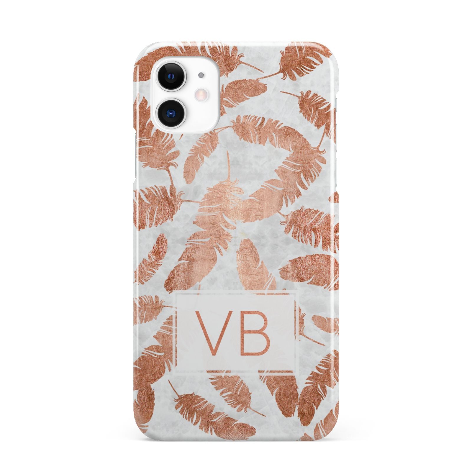 Personalised Leaf Marble Initials iPhone 11 3D Snap Case