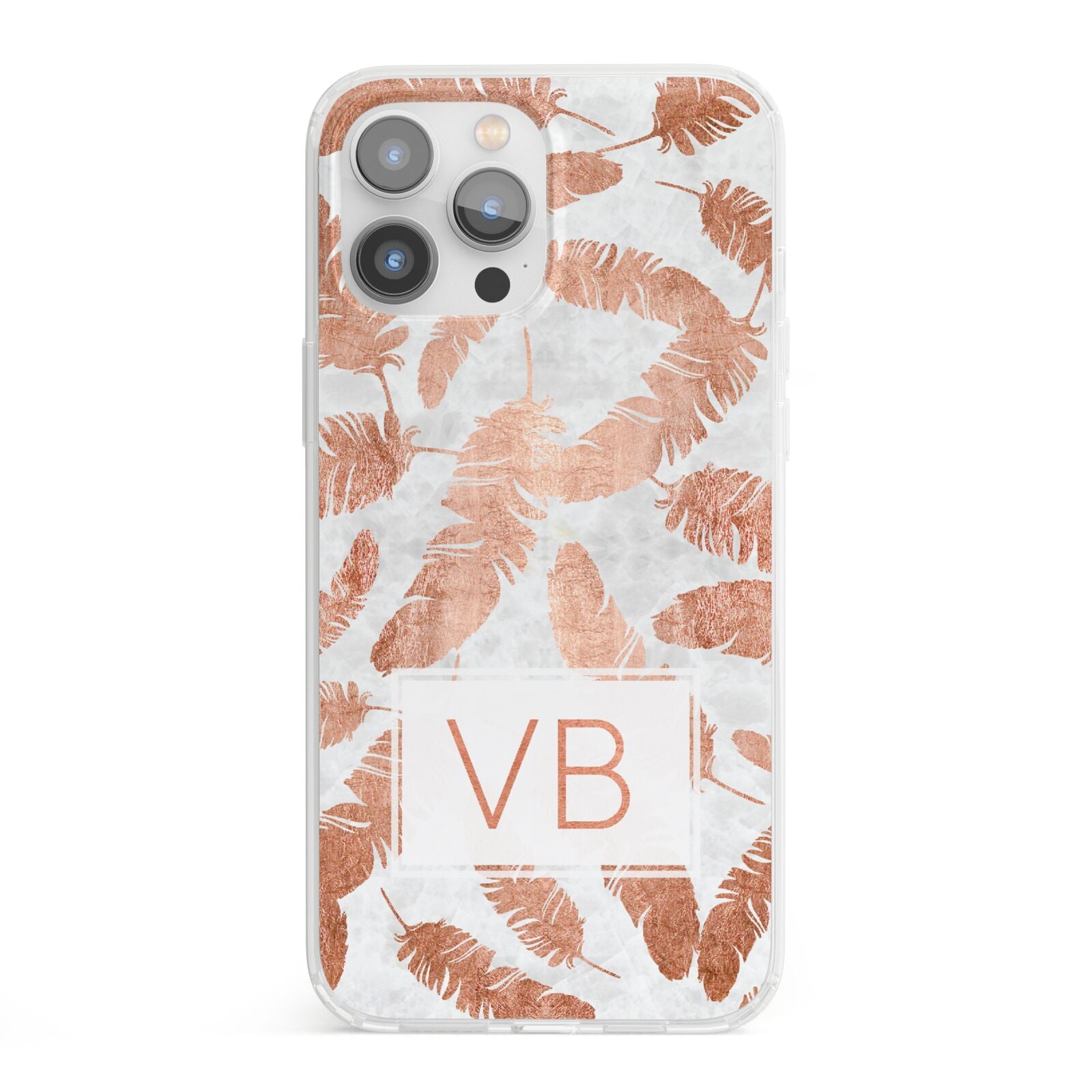 Personalised Leaf Marble Initials iPhone 13 Pro Max Clear Bumper Case