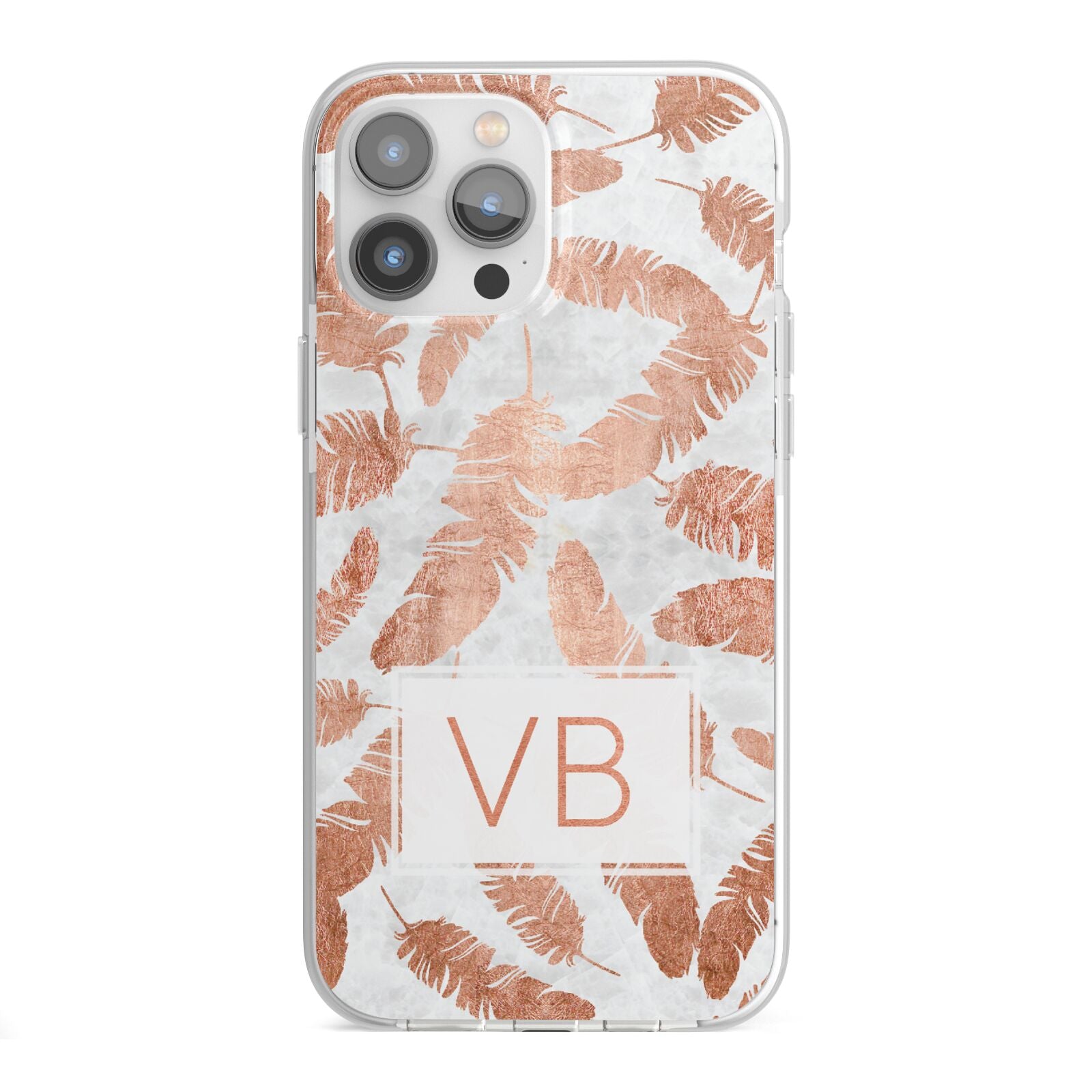 Personalised Leaf Marble Initials iPhone 13 Pro Max TPU Impact Case with White Edges