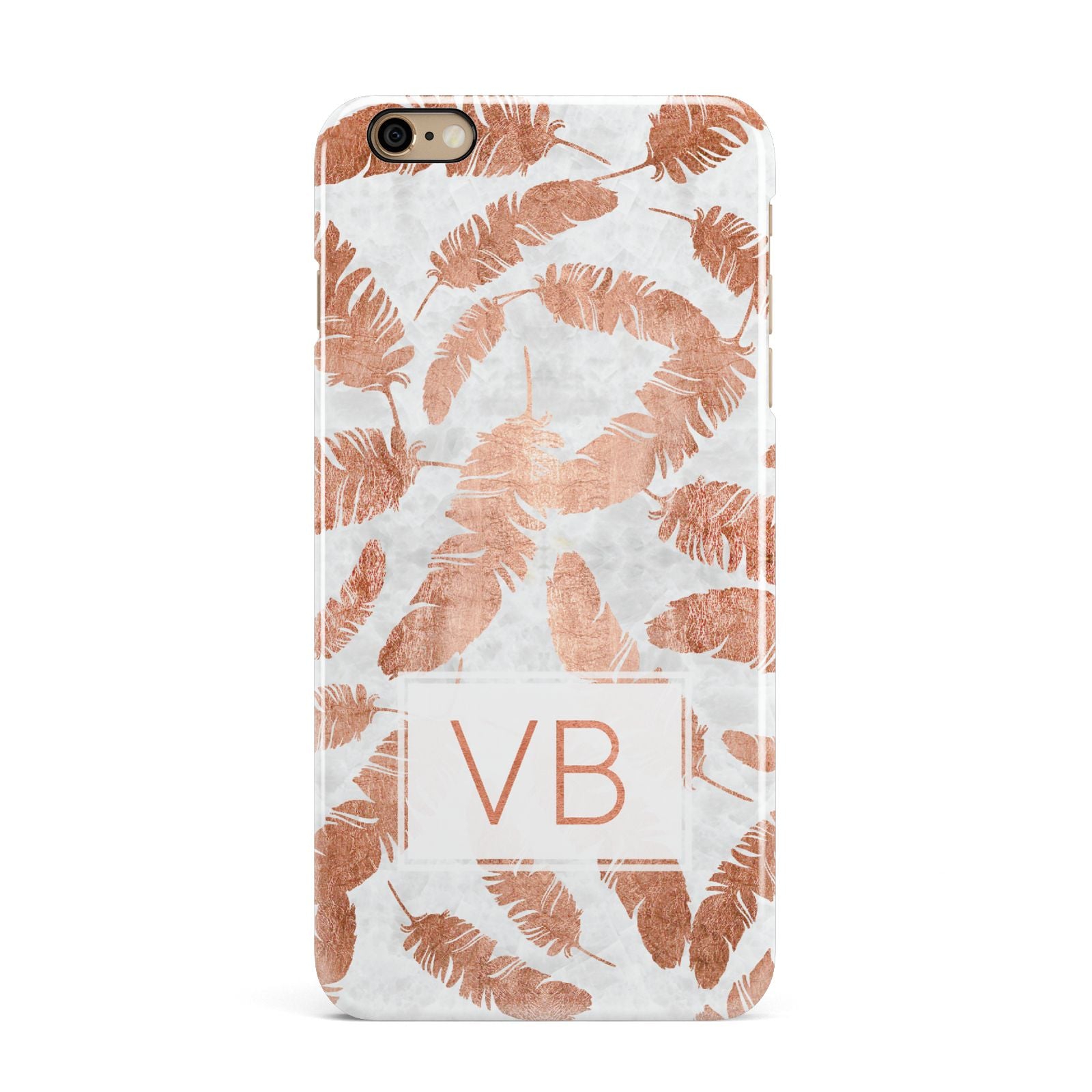 Personalised Leaf Marble Initials iPhone 6 Plus 3D Snap Case on Gold Phone
