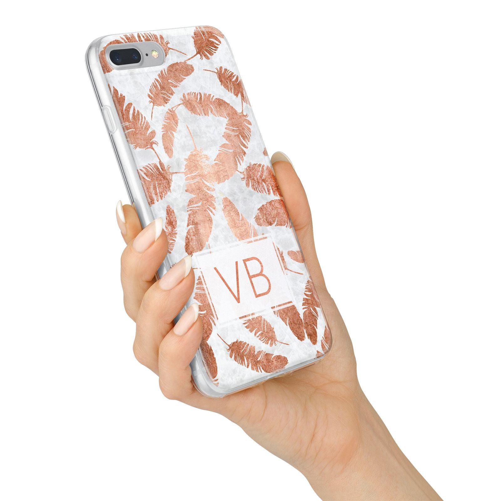 Personalised Leaf Marble Initials iPhone 7 Plus Bumper Case on Silver iPhone Alternative Image
