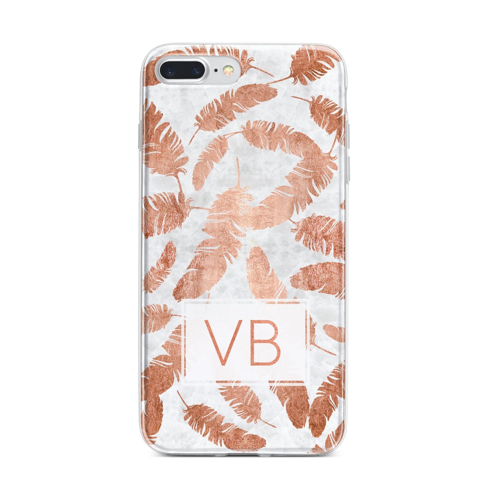 Personalised Leaf Marble Initials iPhone 7 Plus Bumper Case on Silver iPhone