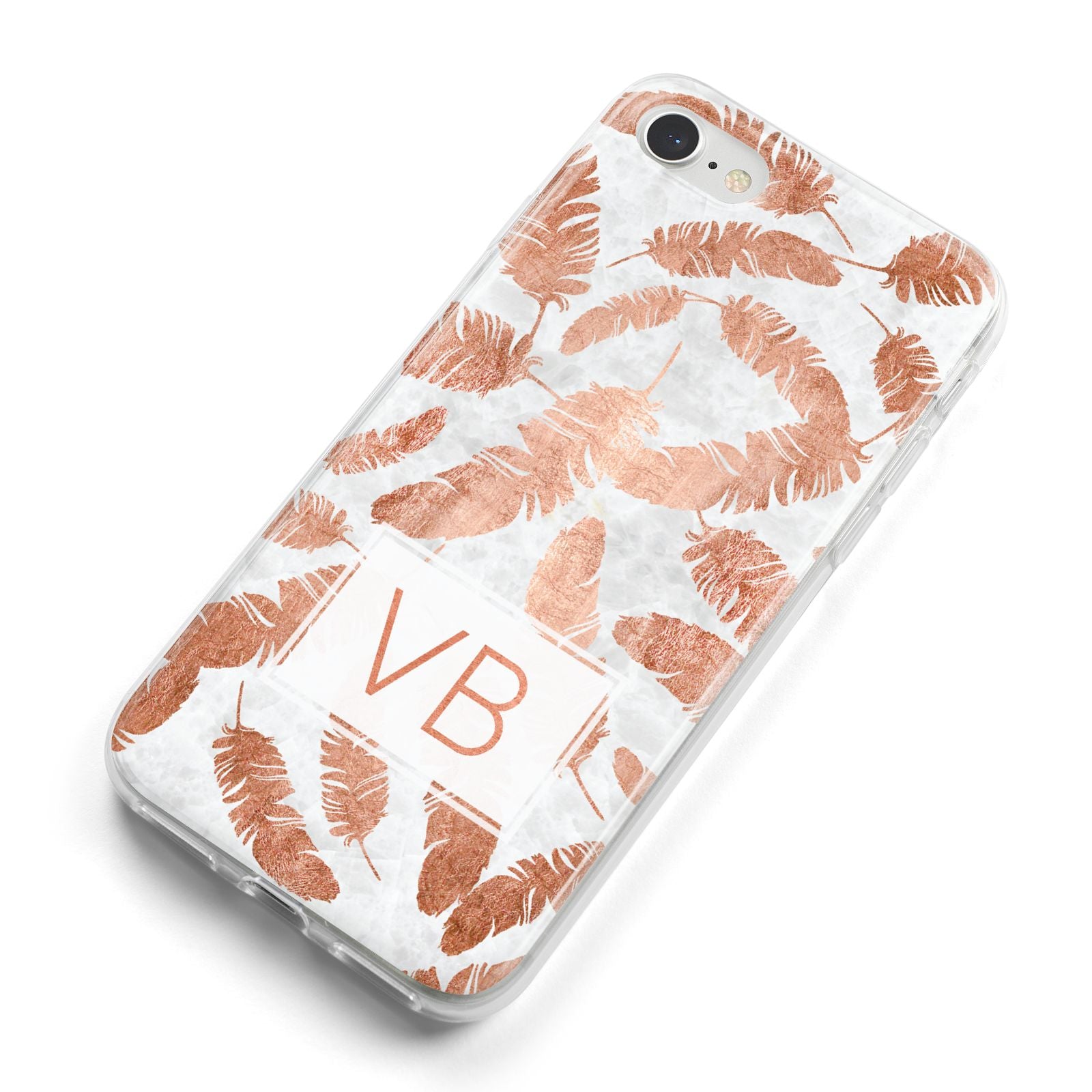 Personalised Leaf Marble Initials iPhone 8 Bumper Case on Silver iPhone Alternative Image