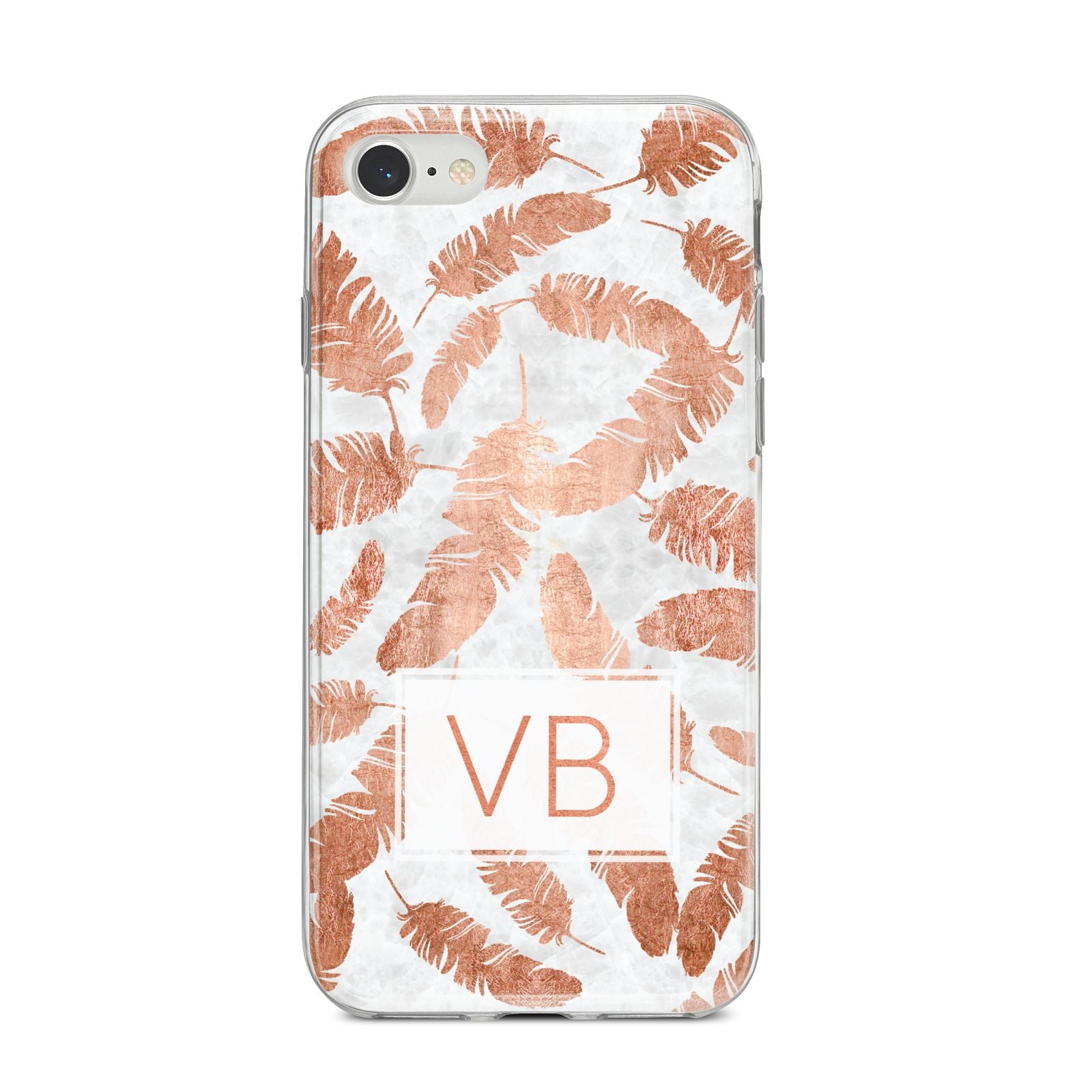 Personalised Leaf Marble Initials iPhone 8 Bumper Case on Silver iPhone