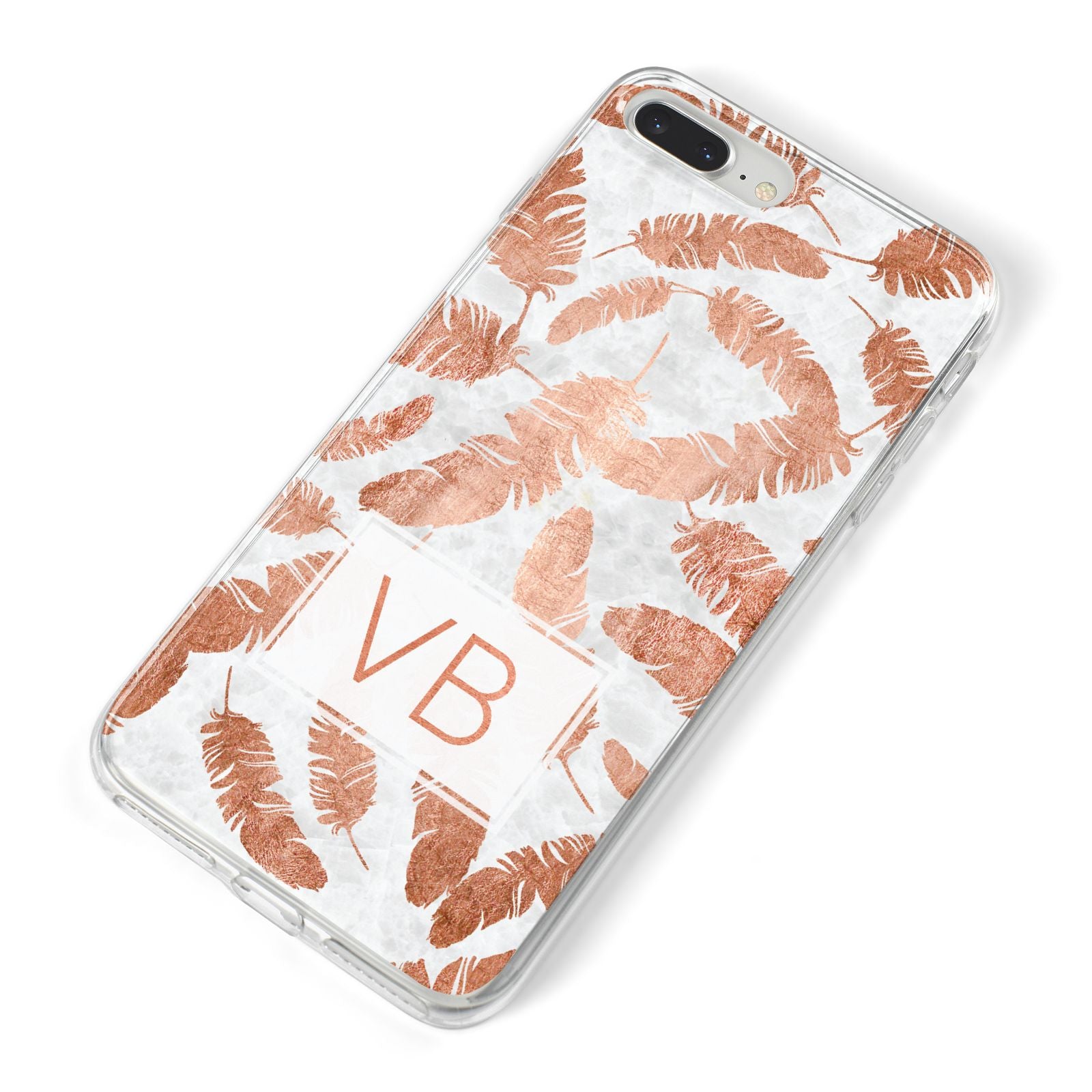 Personalised Leaf Marble Initials iPhone 8 Plus Bumper Case on Silver iPhone Alternative Image