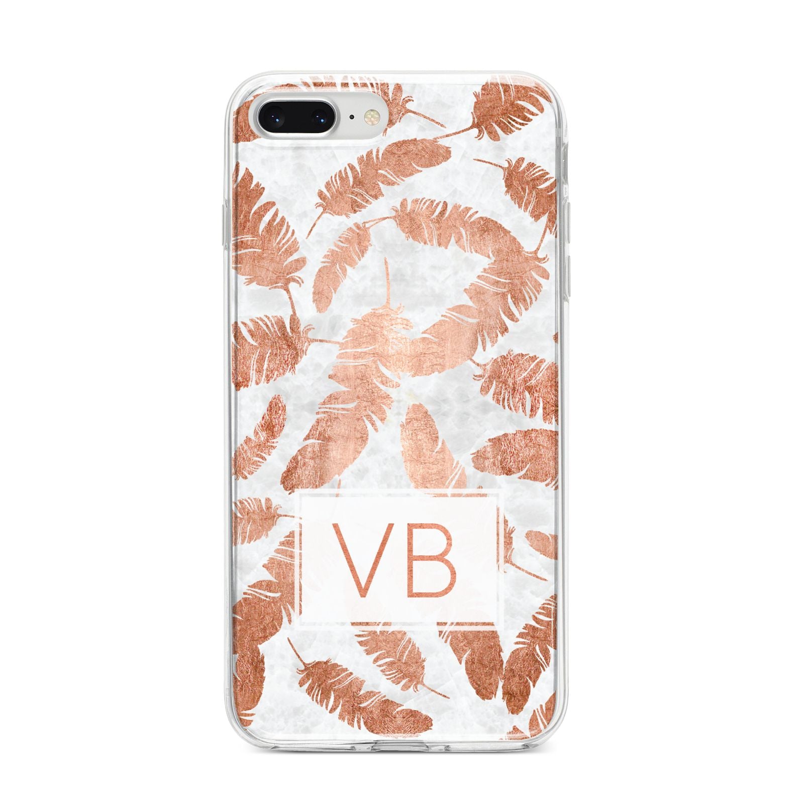 Personalised Leaf Marble Initials iPhone 8 Plus Bumper Case on Silver iPhone