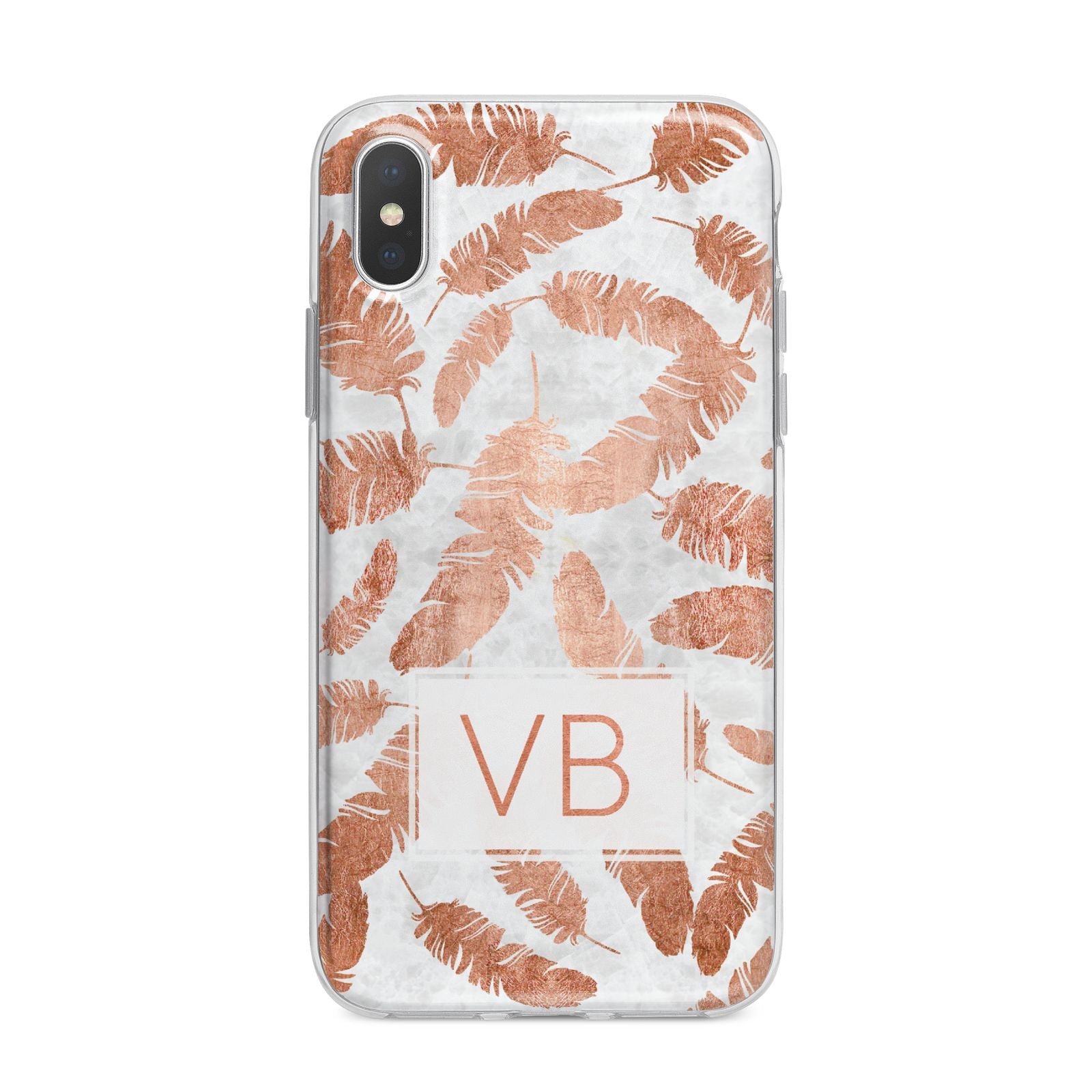 Personalised Leaf Marble Initials iPhone X Bumper Case on Silver iPhone Alternative Image 1