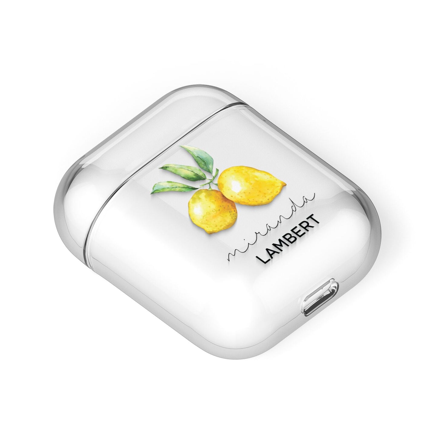 Personalised Lemon Bunches AirPods Case Laid Flat